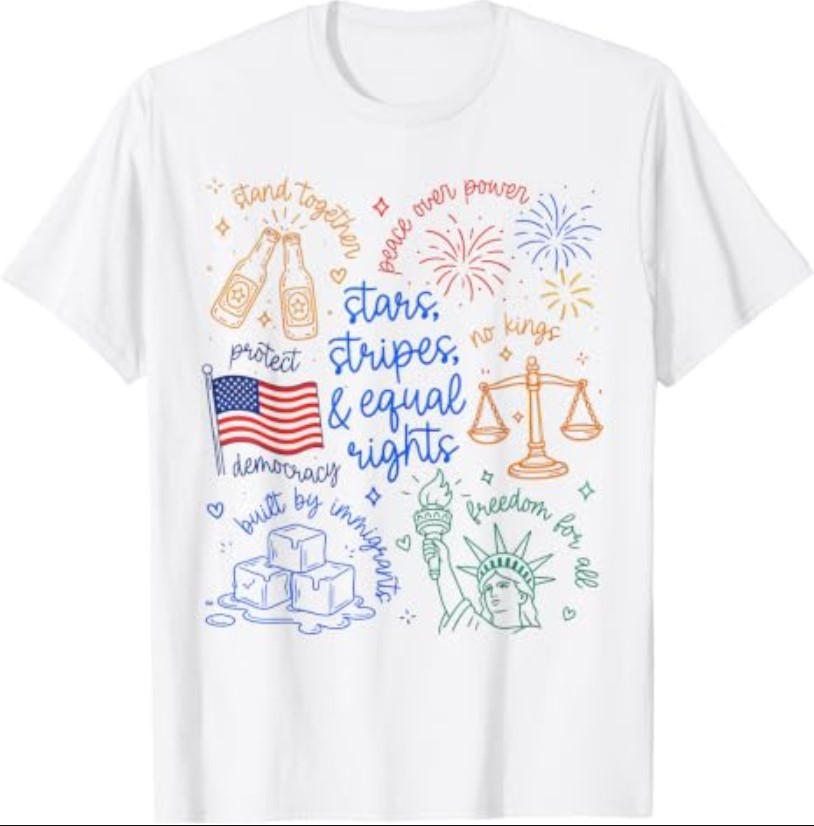 Stars Stripes & Equal Right Doodle USA Political Liberal T-Shirt