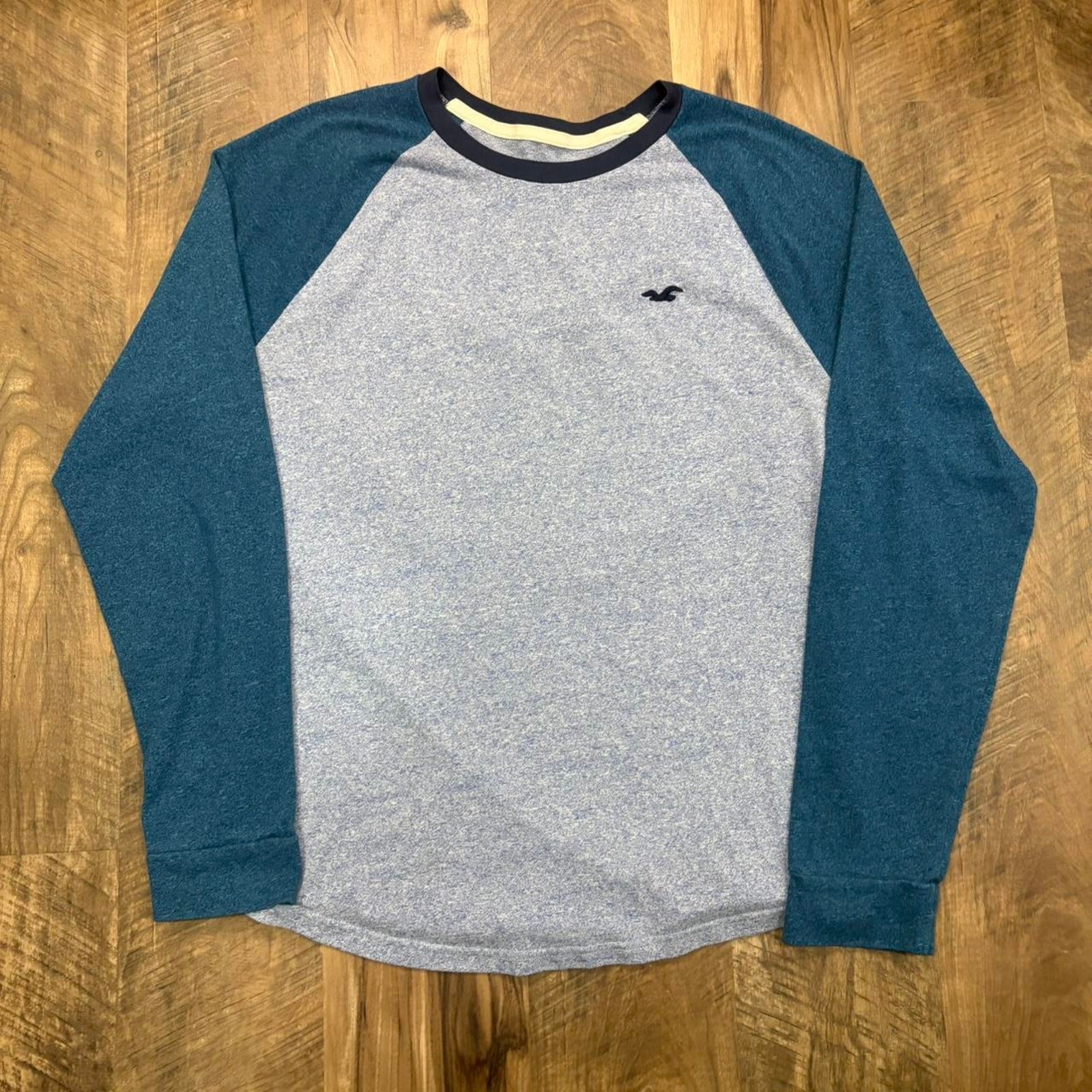 Vintage Y2K Hollister Two-Toned Light Long Sleeve Teal Gray Surf Casual Shirt