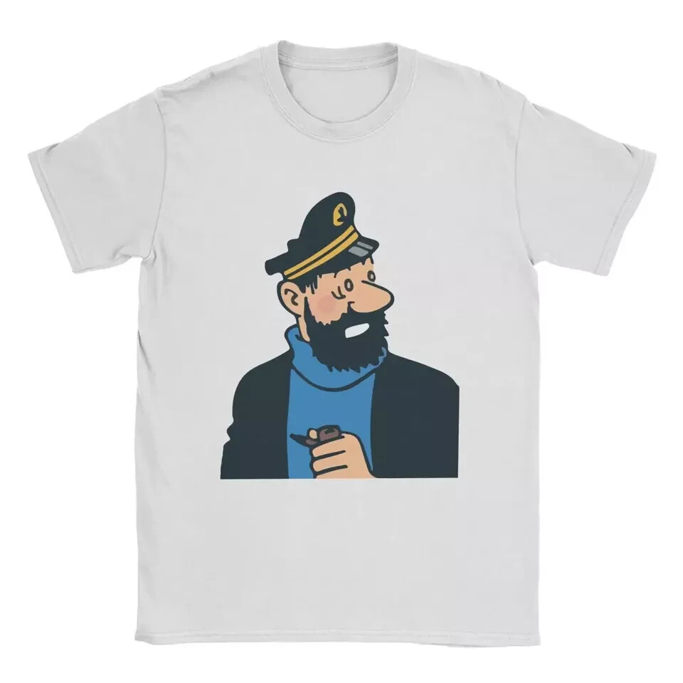 Hipster Captain Haddock T-Shirts for Men Crew Neck Cotton T Shirts