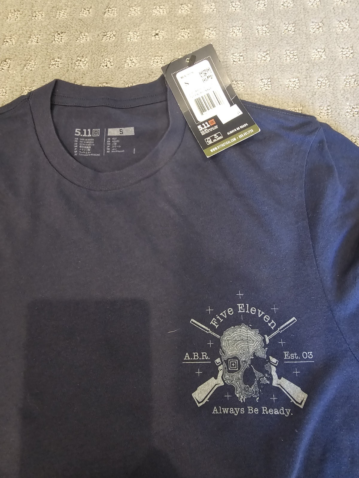 5.11 Tactical Blue Long Sleeve T-Shirt, Always Be Ready, Size S