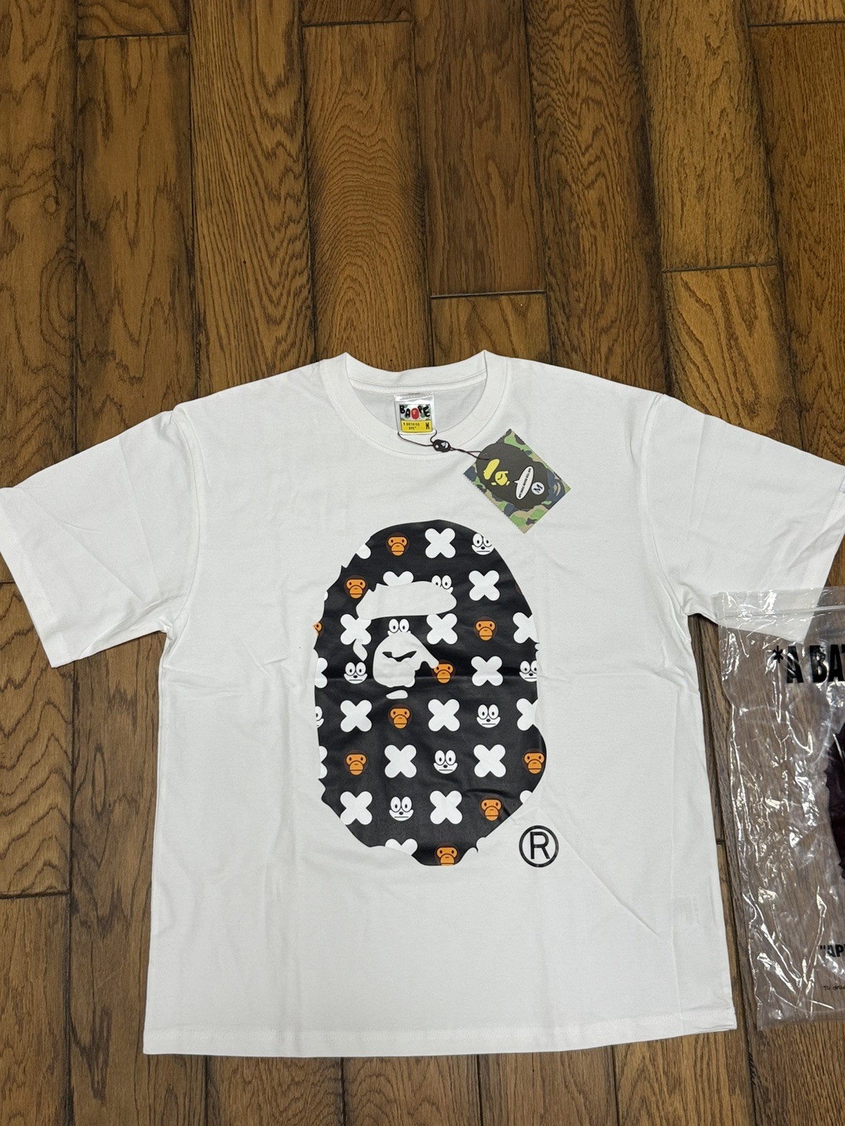 A Bathing Ape BAPE Men’s White Crew Neck Short Sleeve Graphic Logo T-Shirt