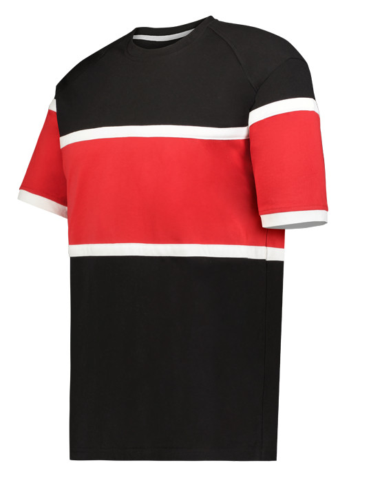 MEN’S SHORT SLEEVE T-SHIRT, STRIPE INSET PANELS AND OVERLAYS, CREW NECK, XS-4XL