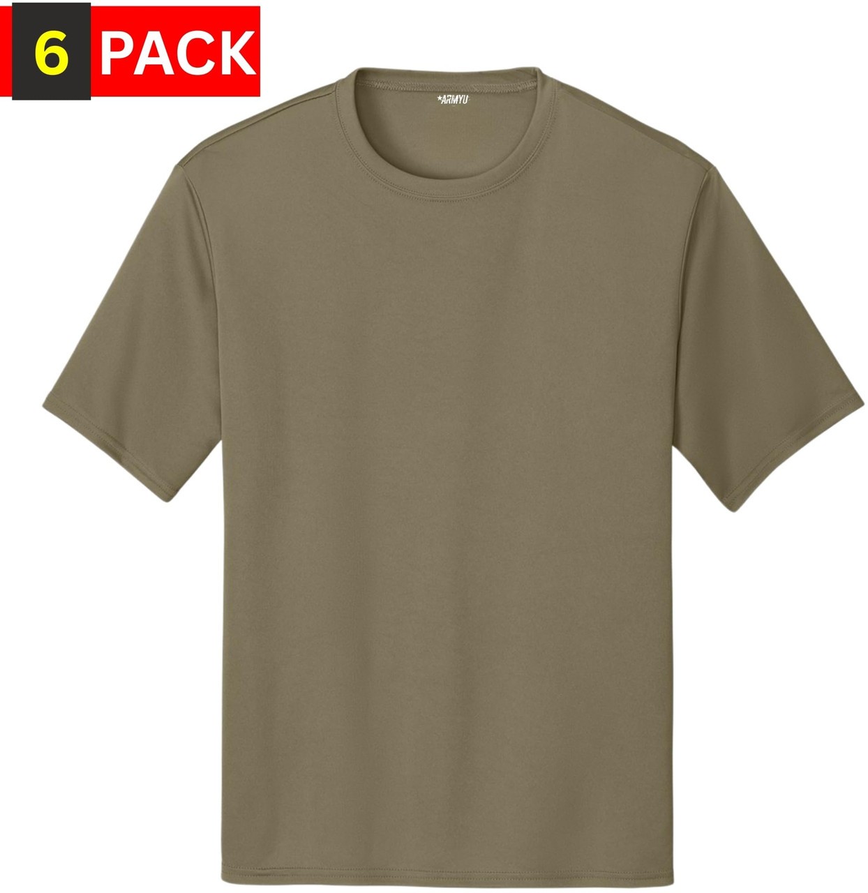 Solid Performance Military T-Shirts 100% Polyester Moisture Wicking Tee, 6-Pack