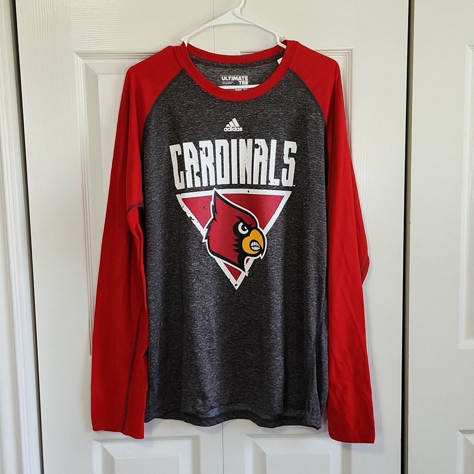 Adidas Ultimate Gray & Red Louisville Cardinals Climate Control Tee Size XL