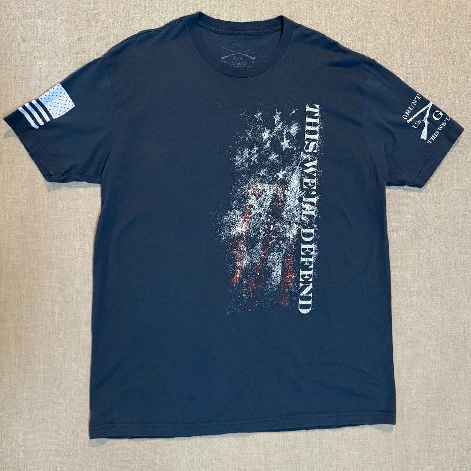 Grunt Style “This We’ll Defend” American Flag Graphic T-Shirt Men’s XL Gray