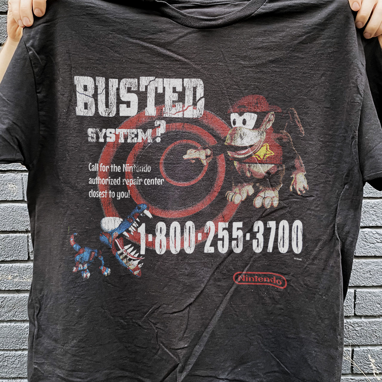 1995 Nintendo Busted Systems Employee Promo T-Shirt Black XXL