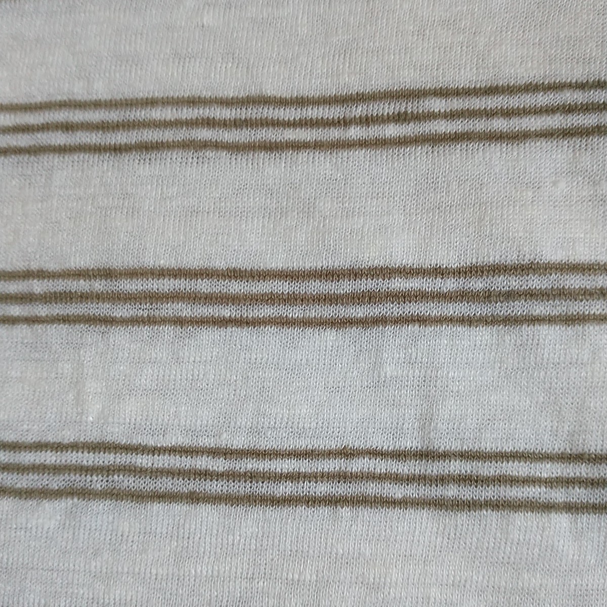 Porter & Ash T Shirt XL/L*White Green Olive Striped 100%Linen Crew Neck Neutral