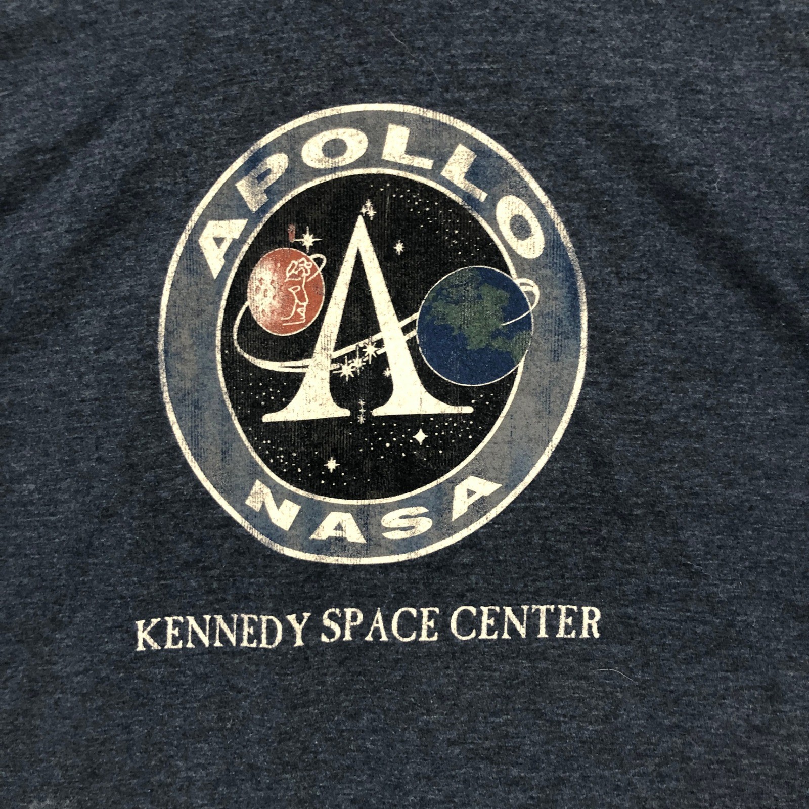 Alstyle NASA Apollo Kennedy Space Center Heather Navy Graphic T-Shirt Mens M