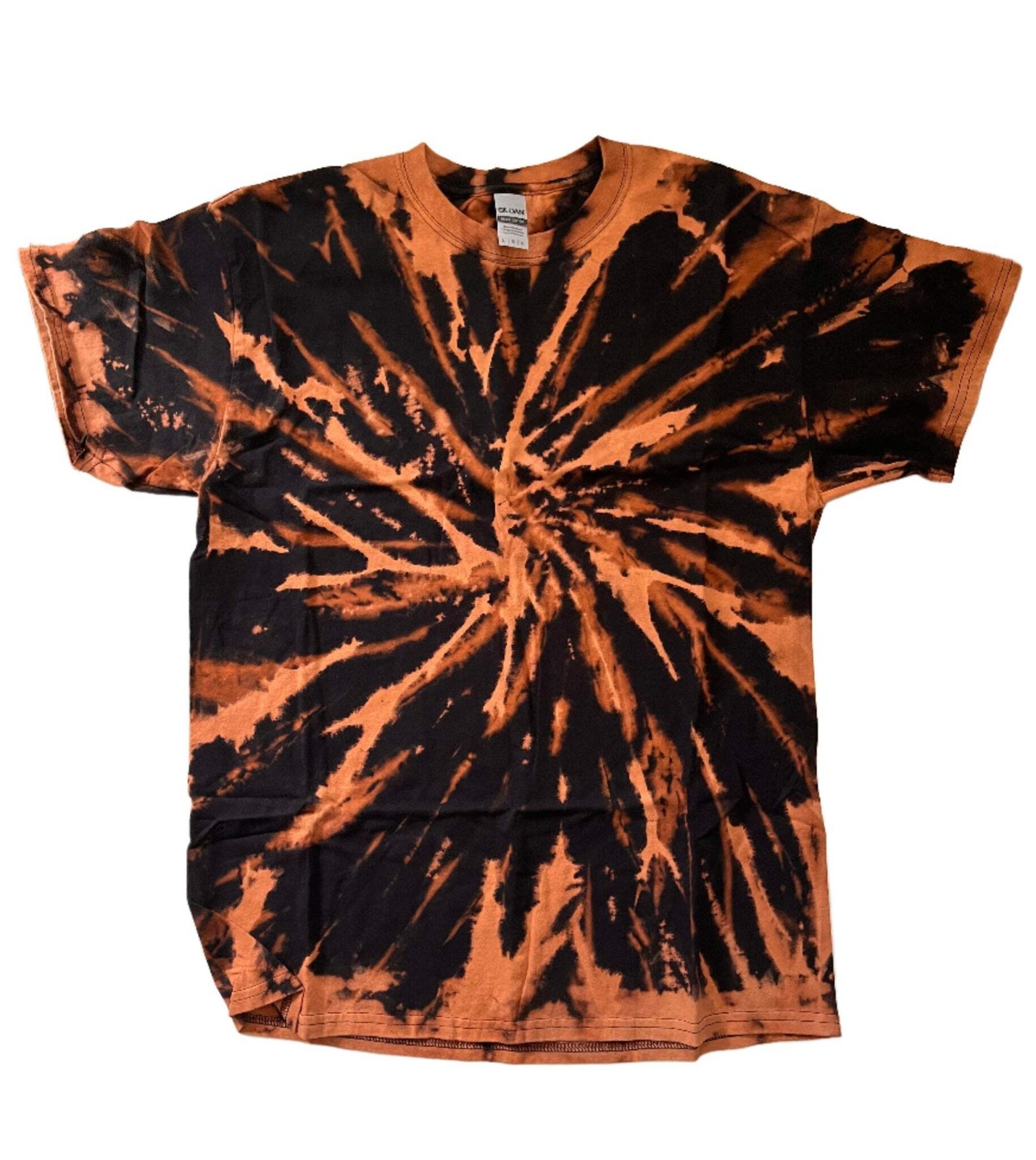 Hand Dyed Reverse Tie Dye T-Shirt Brown Black Unisex Adult Large