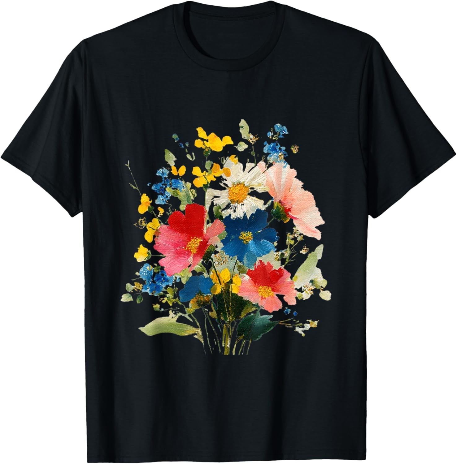 Vintage Watercolor Wildflowers Floral Gardening Graphic T-Shirt Gift Idea