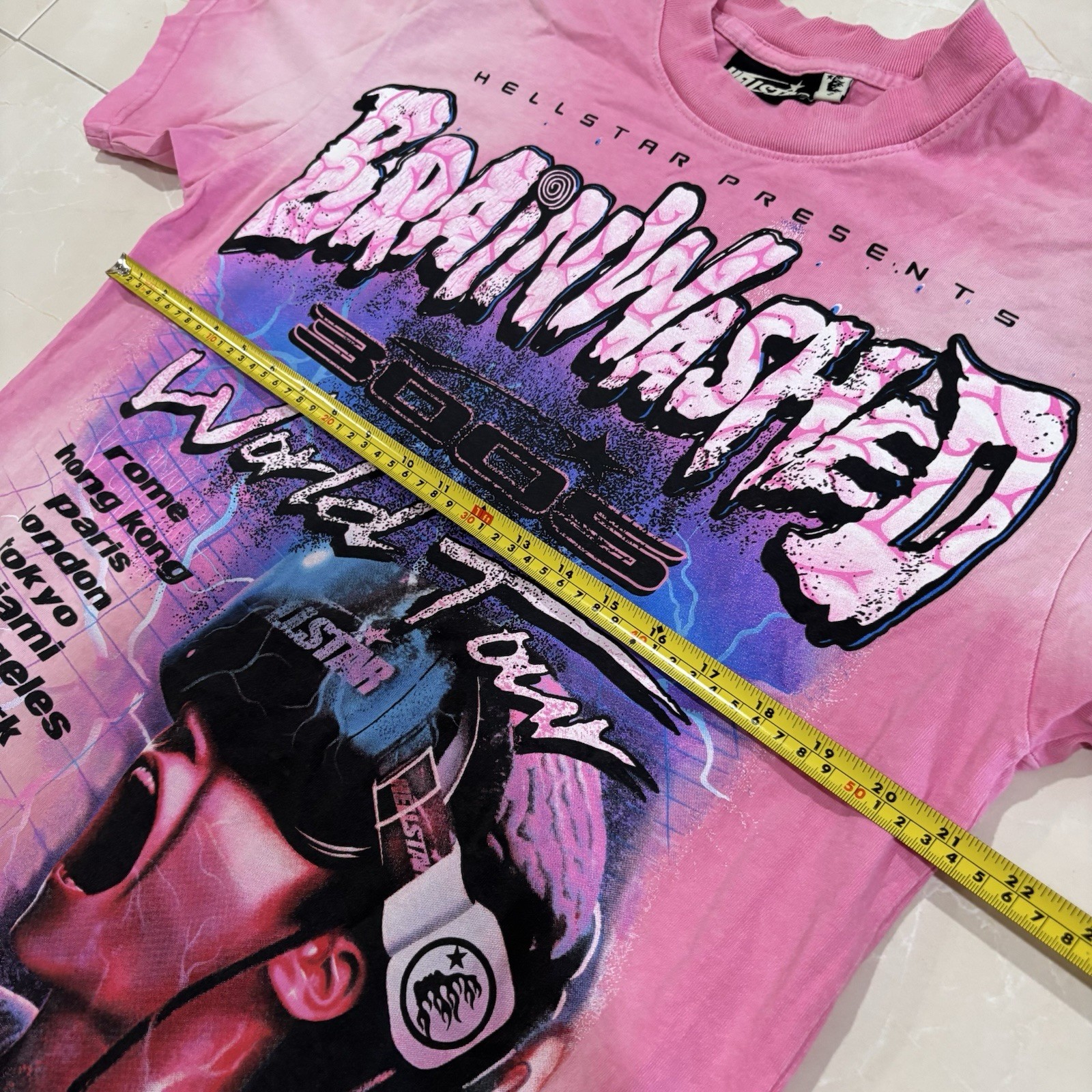 Hellstar T Shirt Men’s Large Brainwashed Pink AOP Skate Grunge Punk Y2K 3005