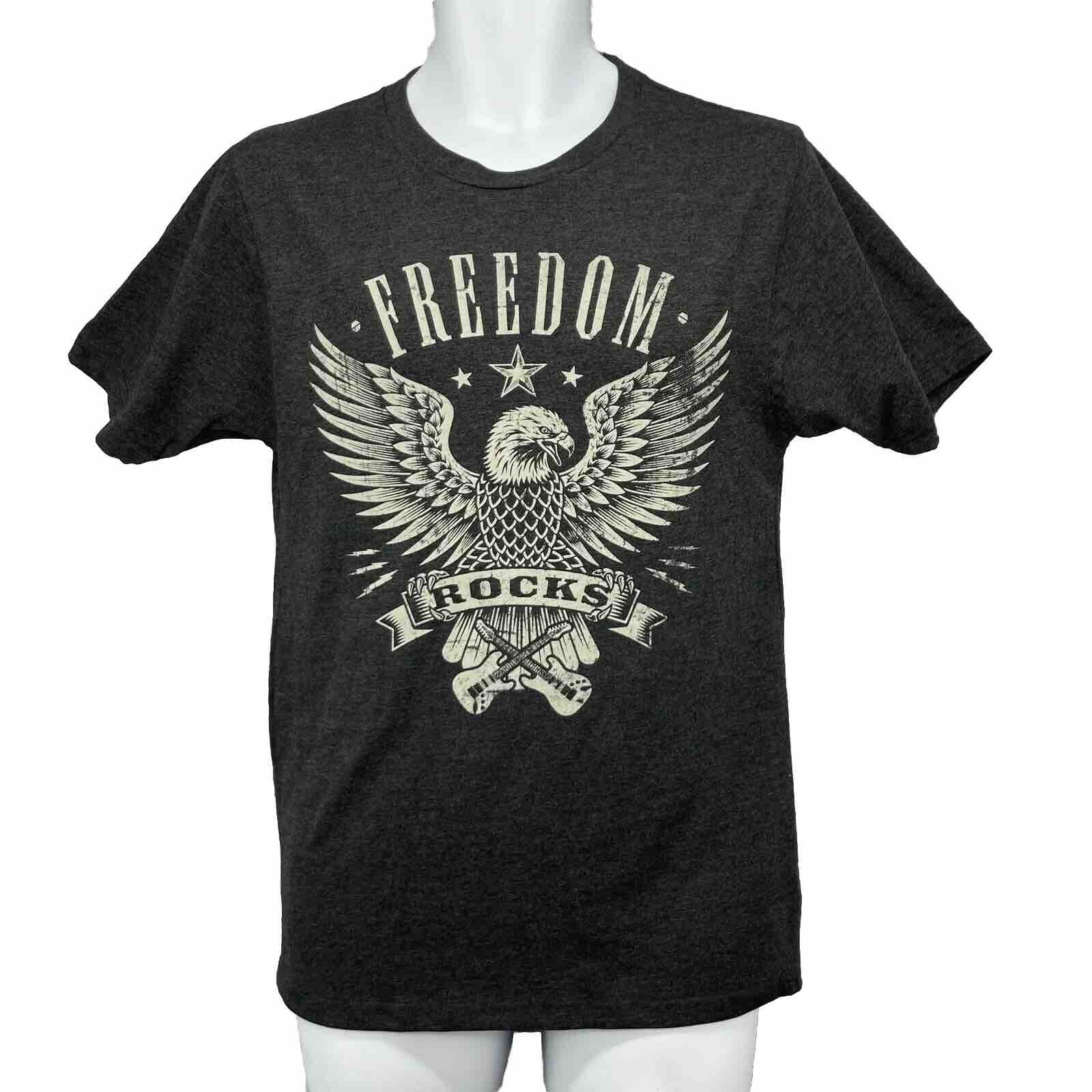NEW! Freedom ROCKS Patriotic T Shirt/ Adult (S) Gray Cotton Poly Blend NWT