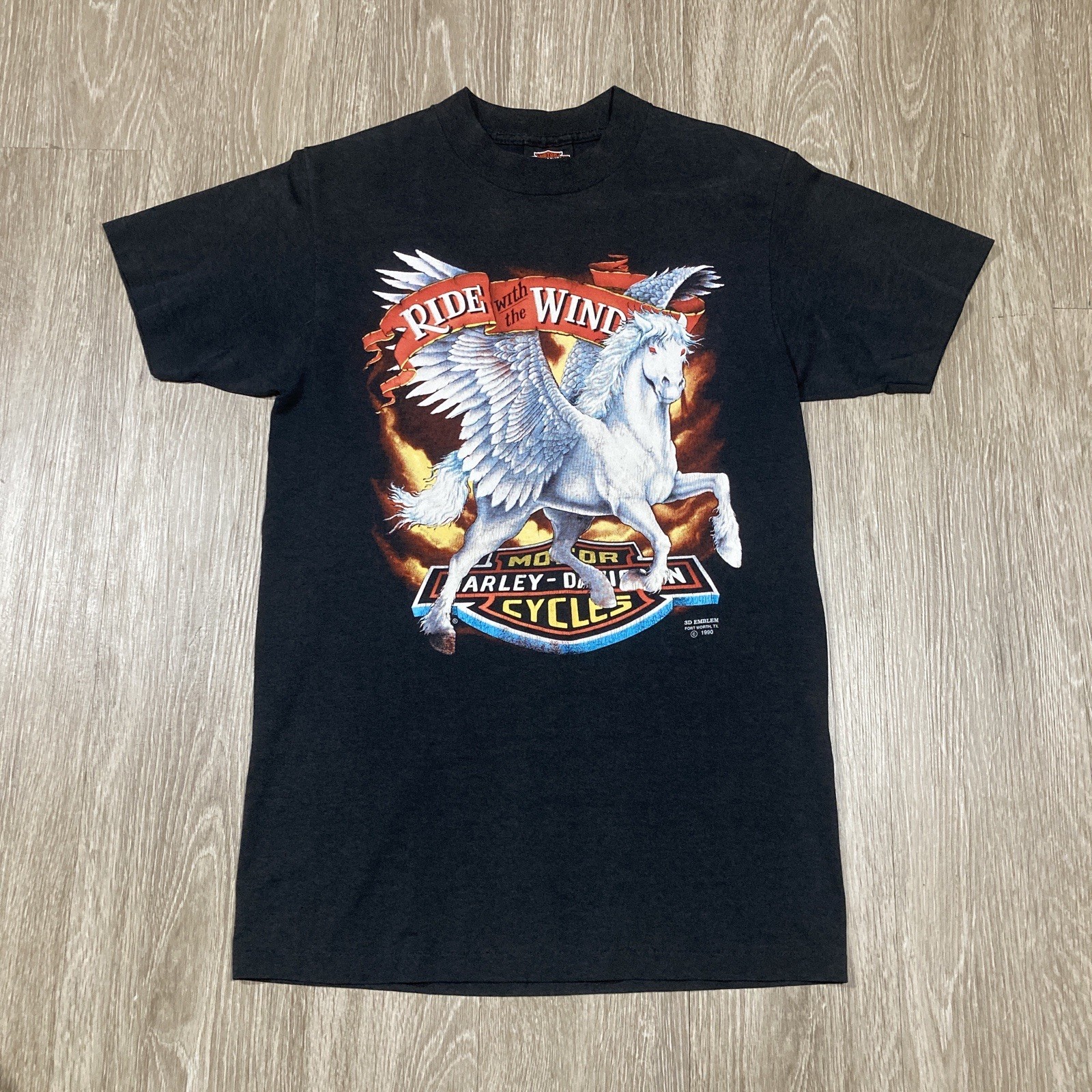 Harley Shirt M 80s 90s 3D Emblem Pegasus Horse HD Biker Chopper Motorcycle Tee