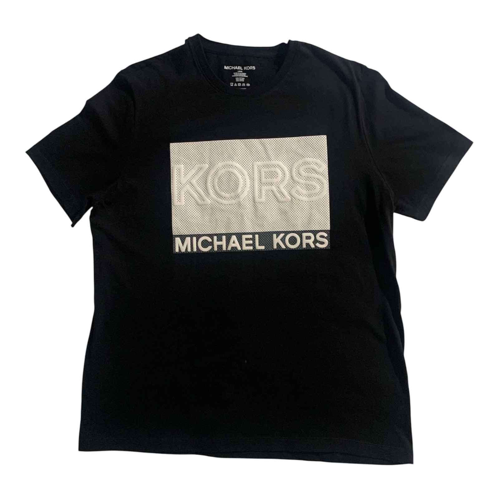 Michael Kors Men’s Large Black Graphic Logo T-Shirt Crew Neck 100% Cotton