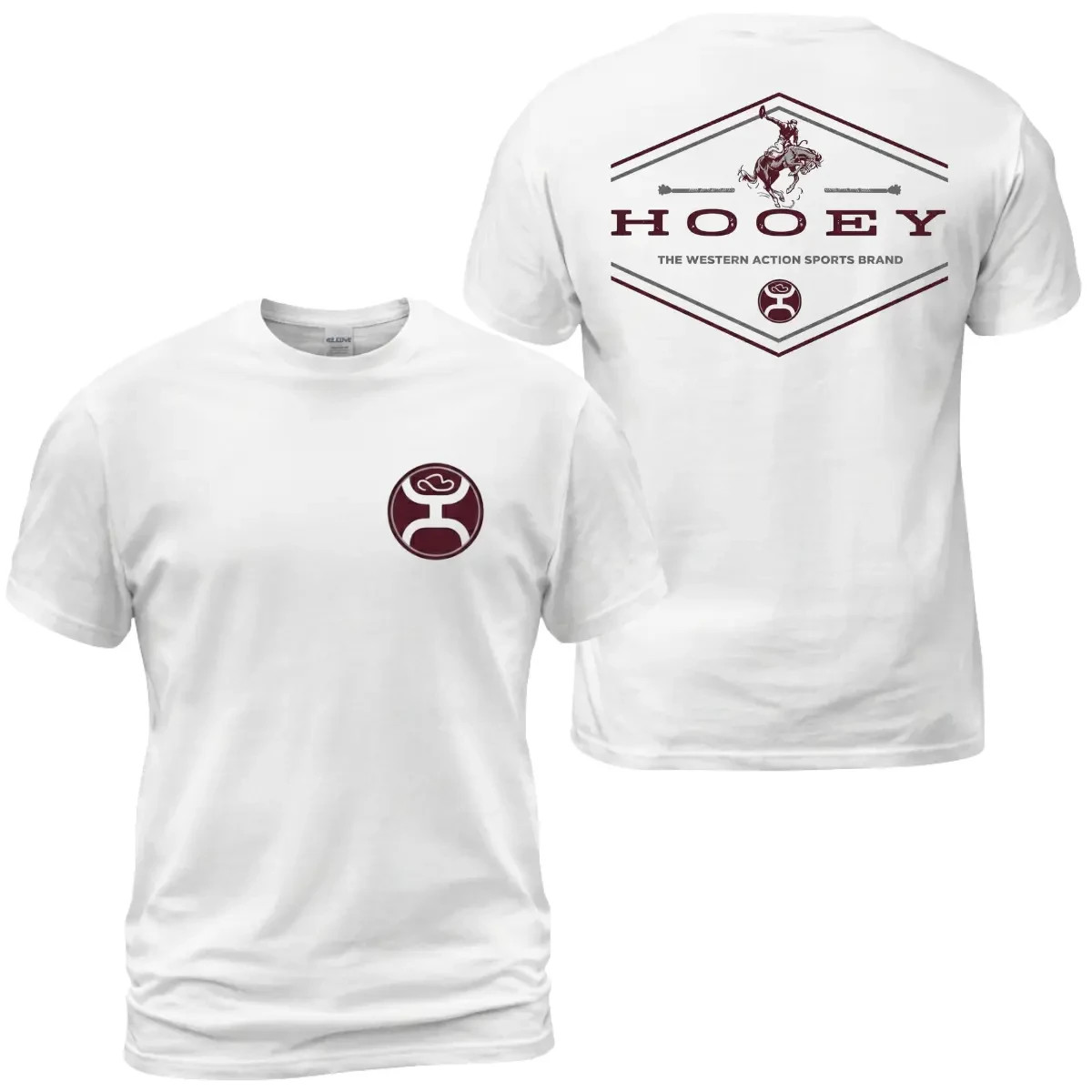 Hooey Western Action T-Shirt, Rodeo Cowboy Graphic Tee With Bronco Rider Back Pr