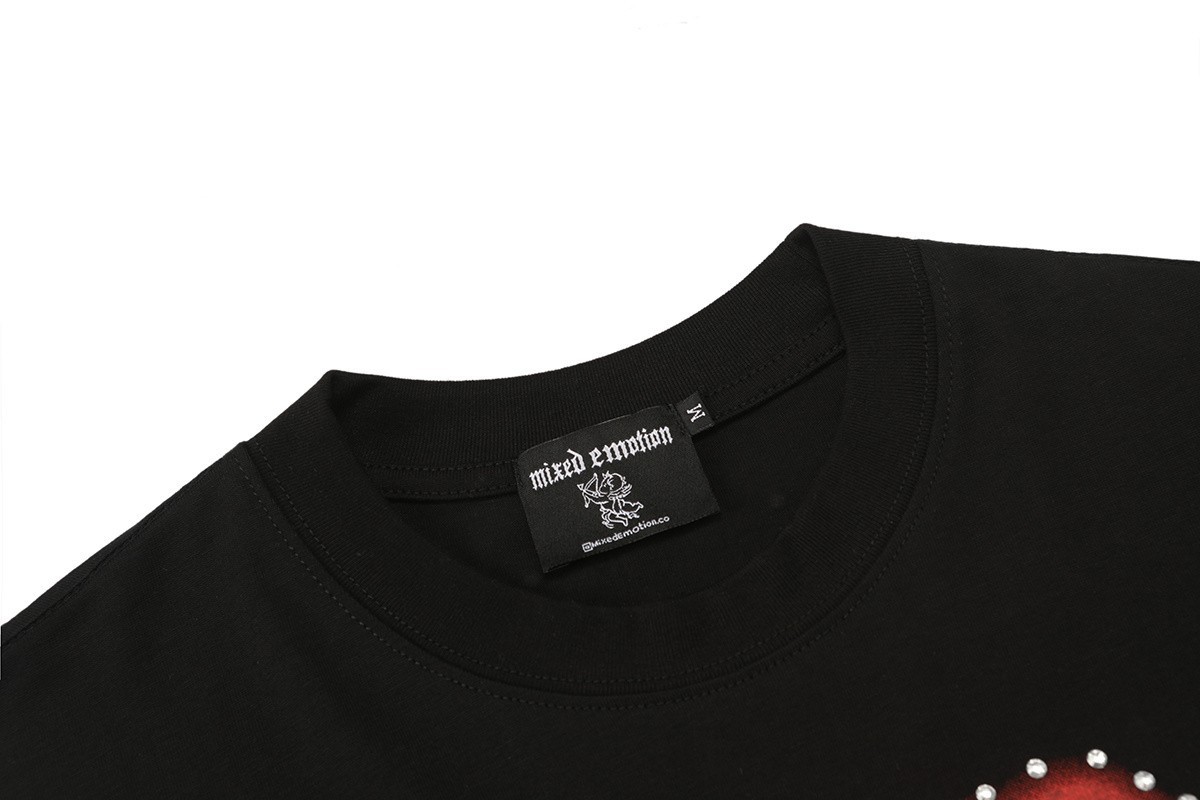 NEW Mixed Emotion Angel Rhinestone Sleeveless Black Graphic Tee