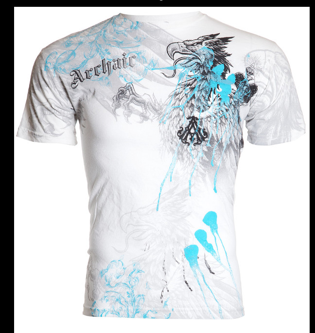ARCHAIC by AFFLICTION White FADED GRIFFIN Short Sleeve Slim Fit Y2K T-shirt NWT