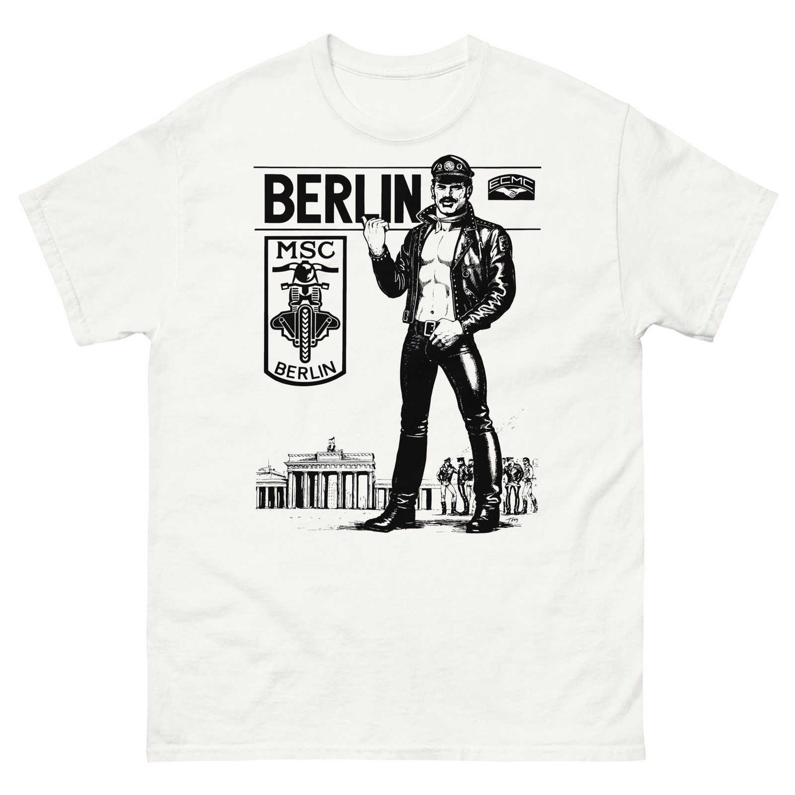 Tom of Finland Berlin Biker Gay Leather Man Fetish Art Graphic T-Shirt