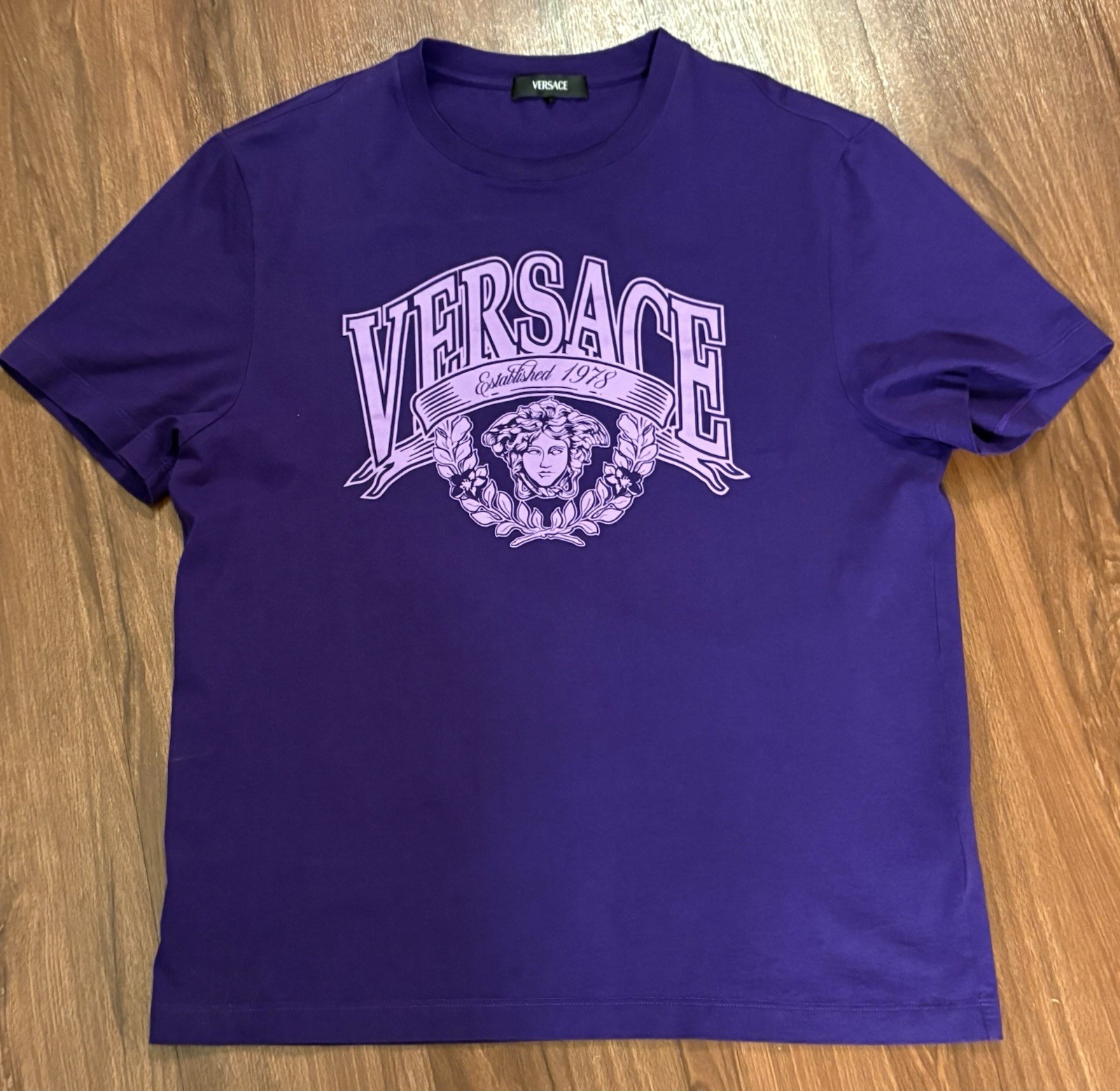Authentic Versace T-Shirt with White Logo & Medusa Head Graphic Men’s