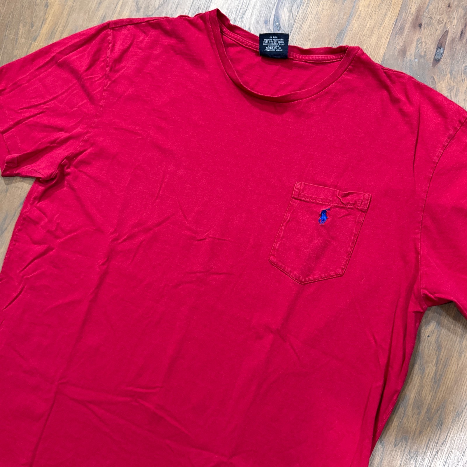 Vintage Polo Ralph Lauren Shirt Mens L Red Classic Fit Cotton Pocket Preppy 90s