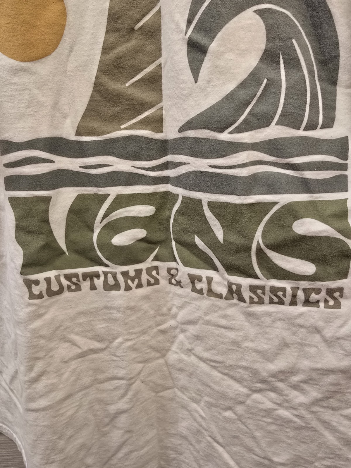 VANS Palm Tree Wave Graphic Print White Men’s Cotton Jersey T-Shirt Size L