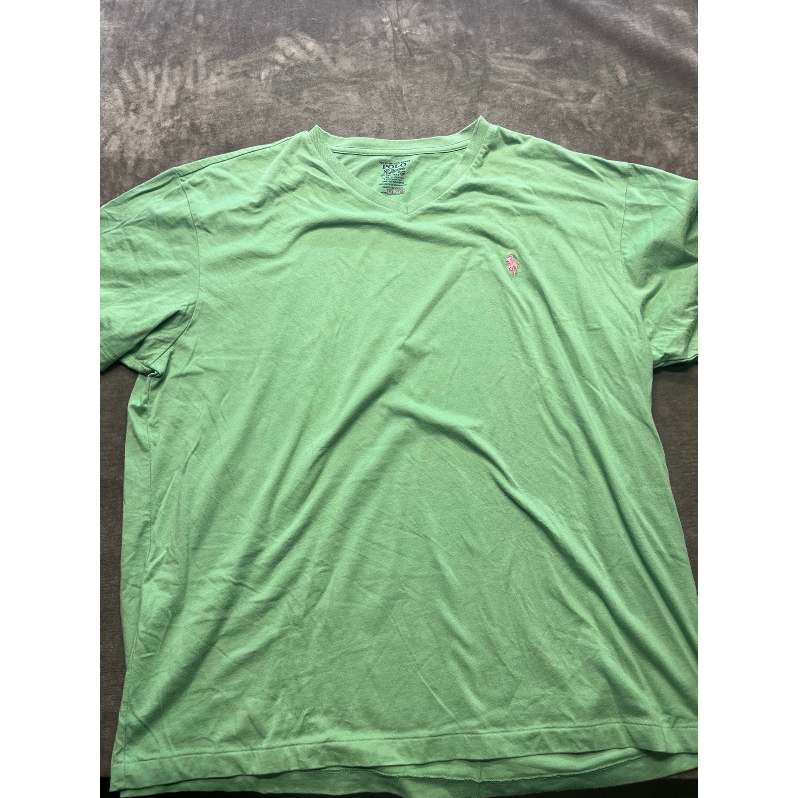 Polo Ralph Lauren Men’s Green V Neck T Shirt XL TG Classic Fit Cotton