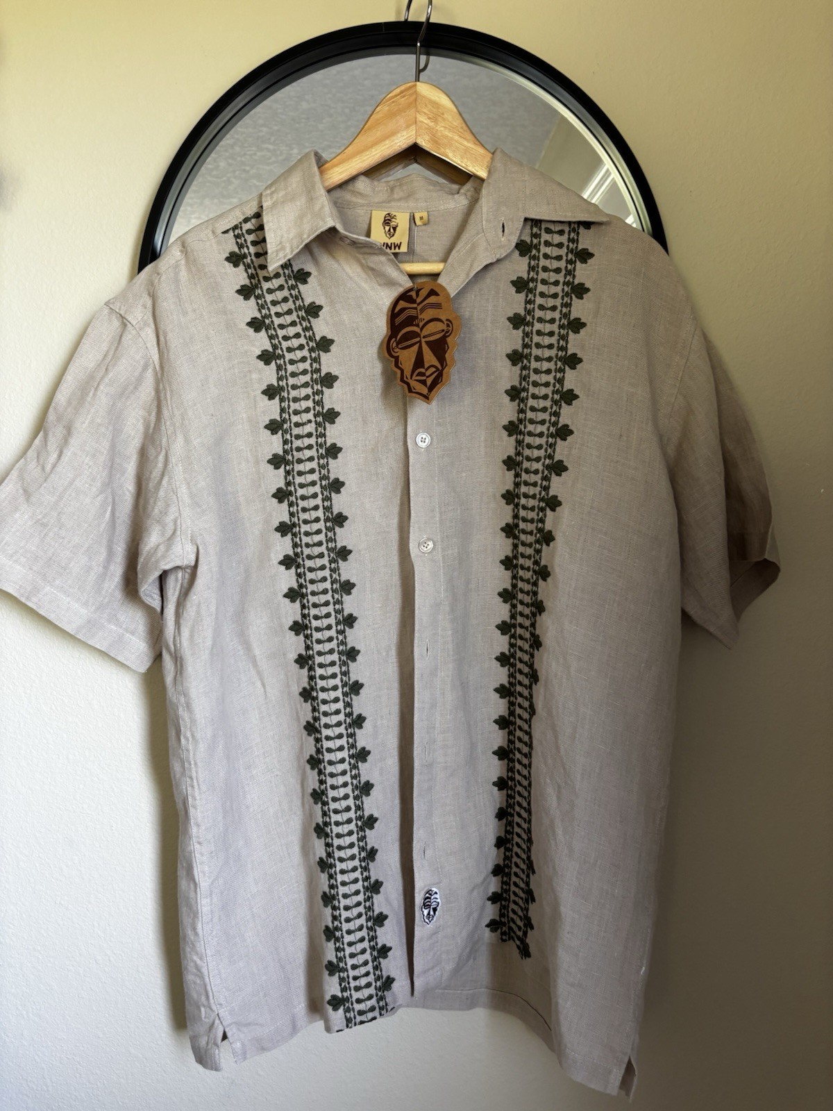 Men’s NWT Wayan Short Sleeve Button-Up 100% Linen Shirt Sz M