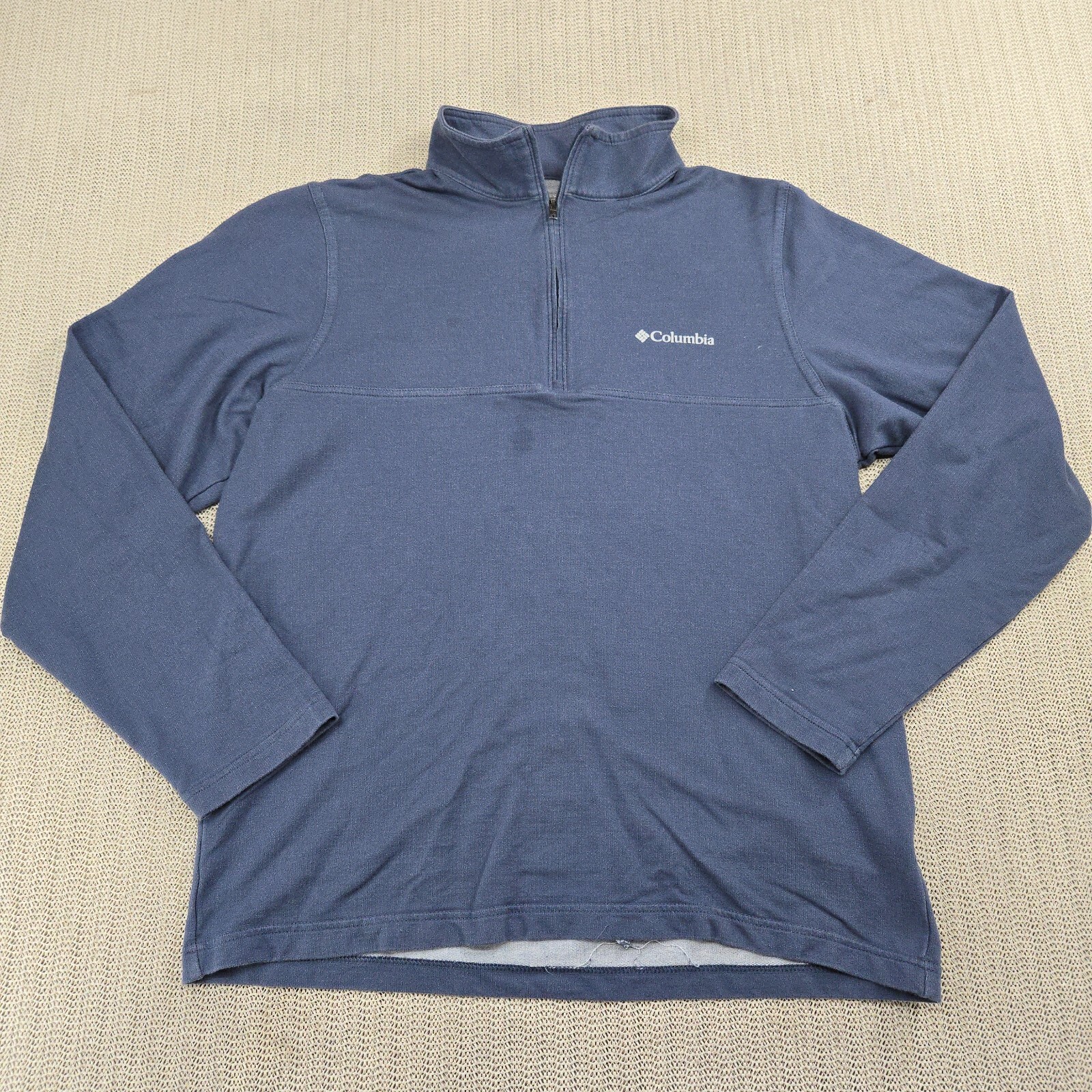 Columbia Shirt Mens Small Blue Pullover Mock Neck 1/4 Zip Long Sleeve