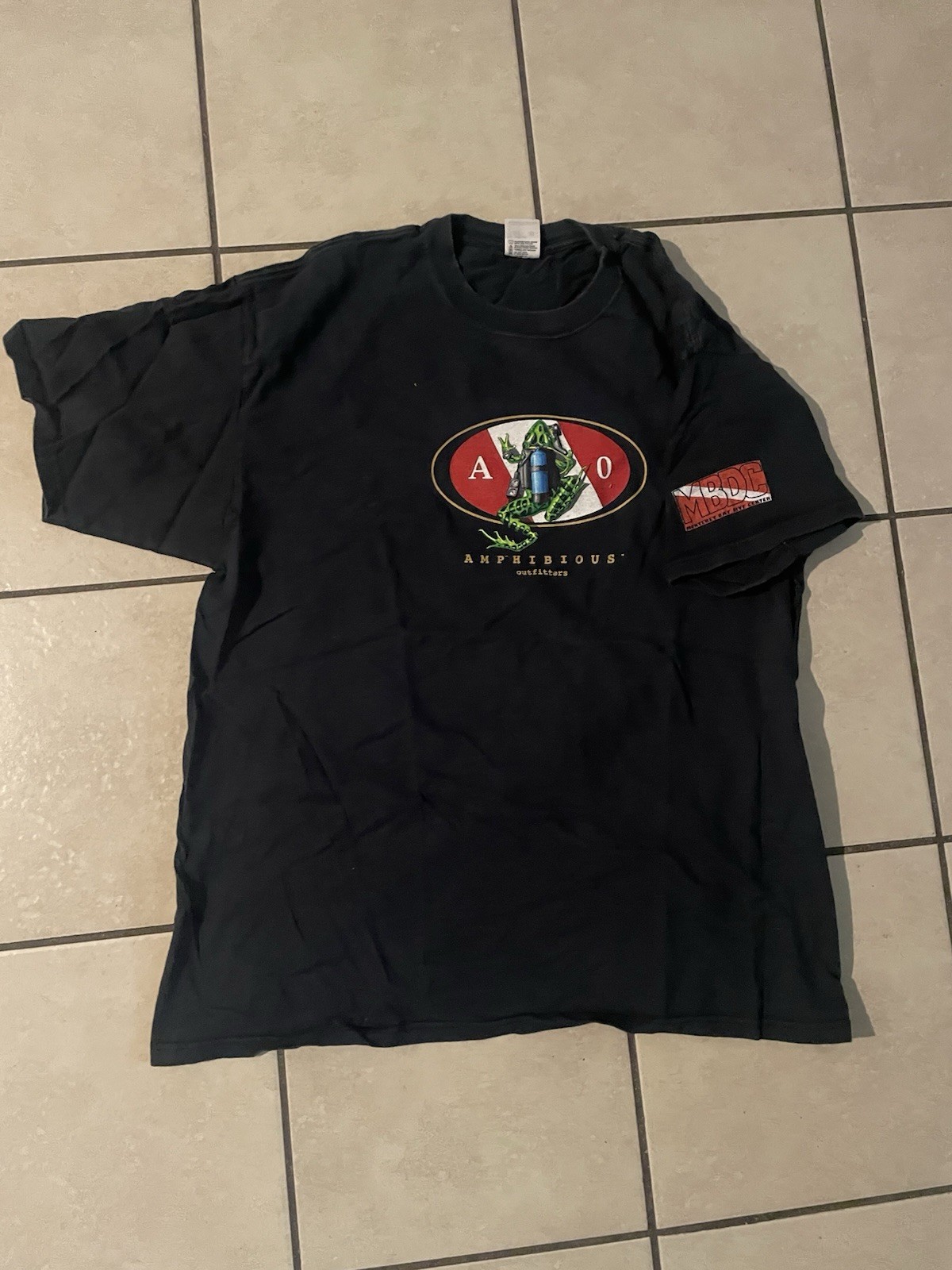 Amphibious Outfitters Vtg 3D Diving Frog Spear Fishing Diver Aquatic T Shirt XL