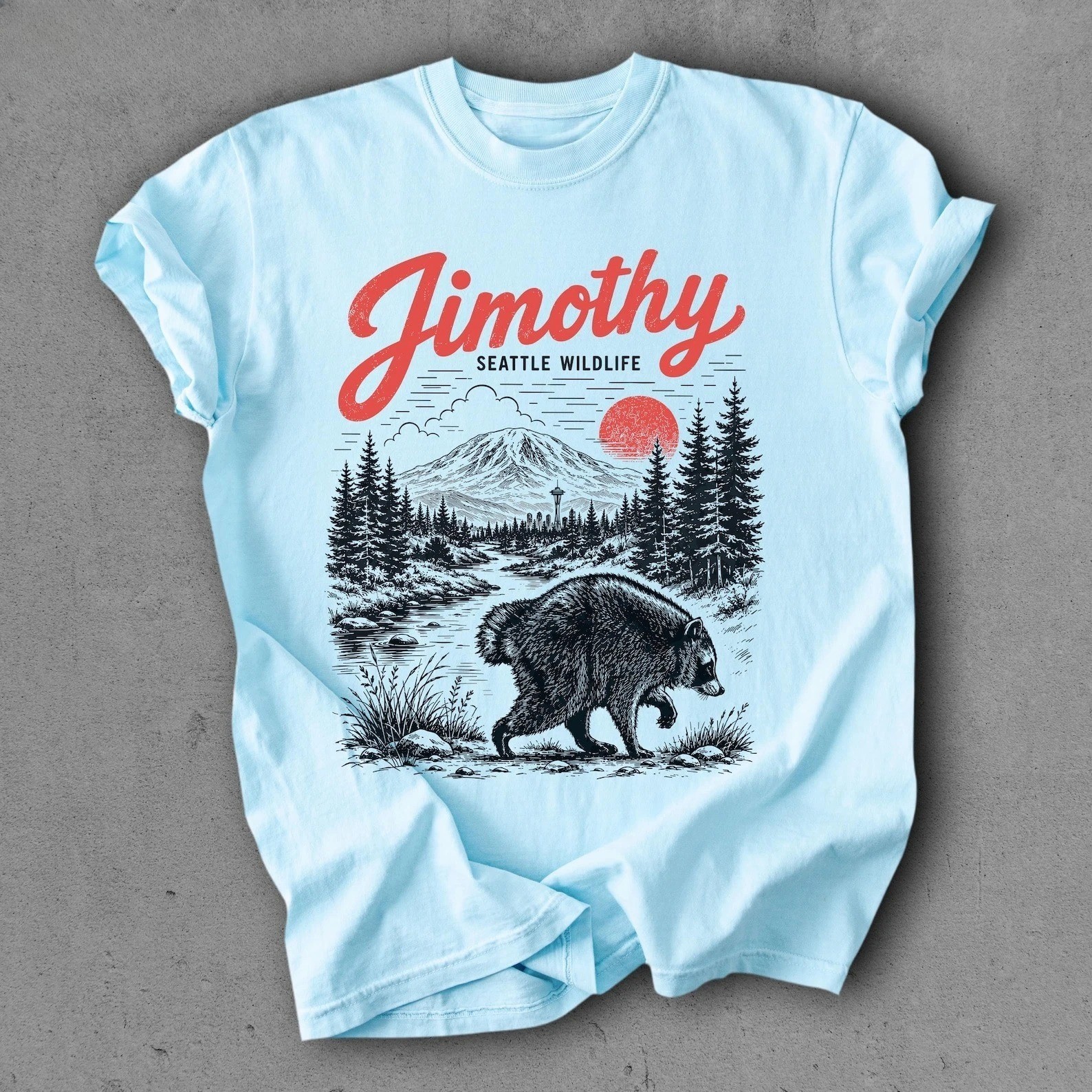 Jimothy Raccoon Graphic T Shirt Men’s Vintage Animal Meme Casual Tee