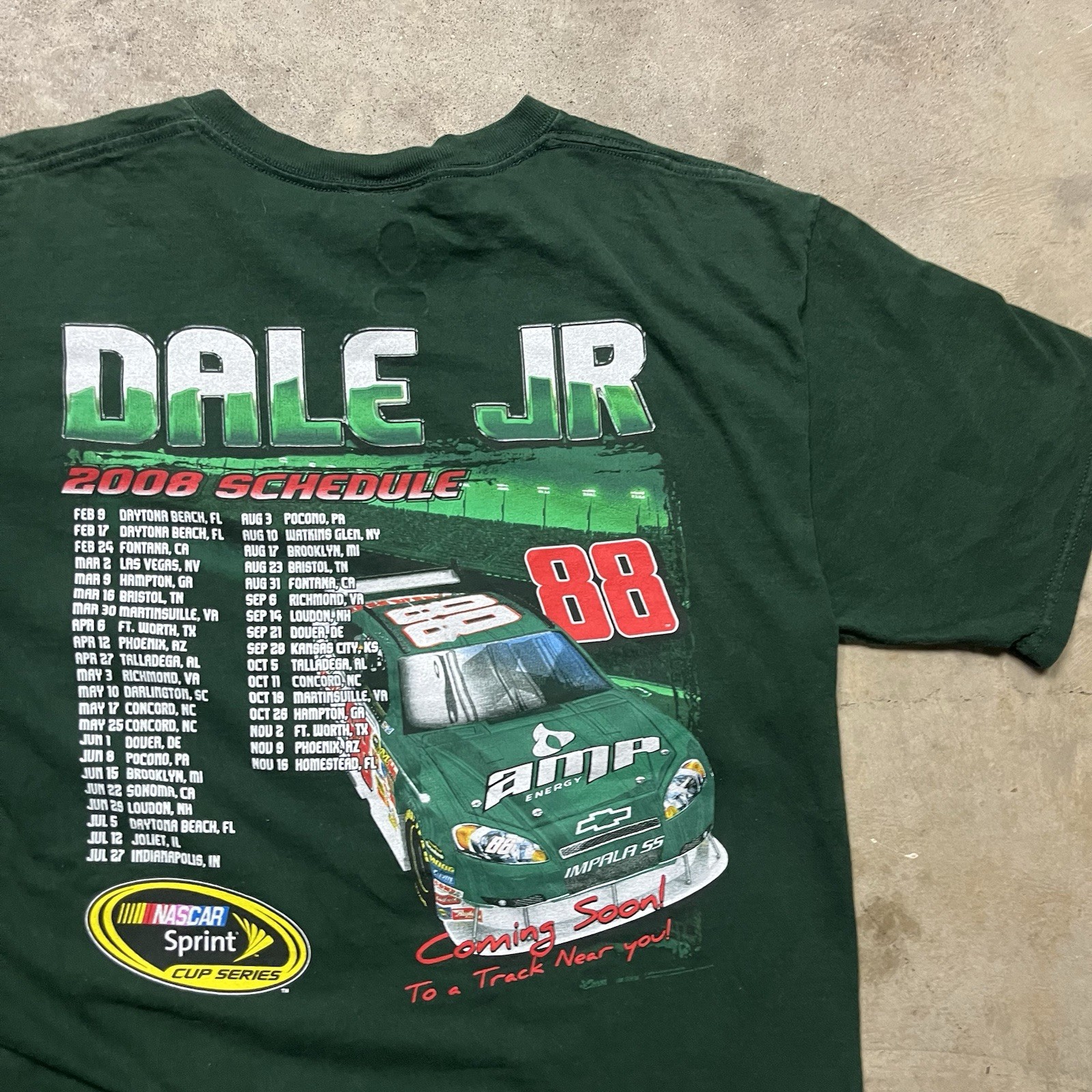 Chase Authentics Dale Jr NASCAR T Shirt Mens Large Green Amp Energy VTG