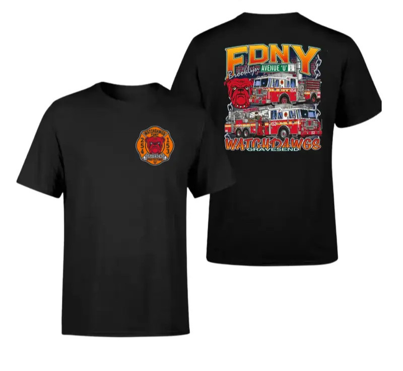 FDNY Watchdawgs Gravesend T-Shirt, Vintage Streetwear Firefighter Tee, Soft Cott