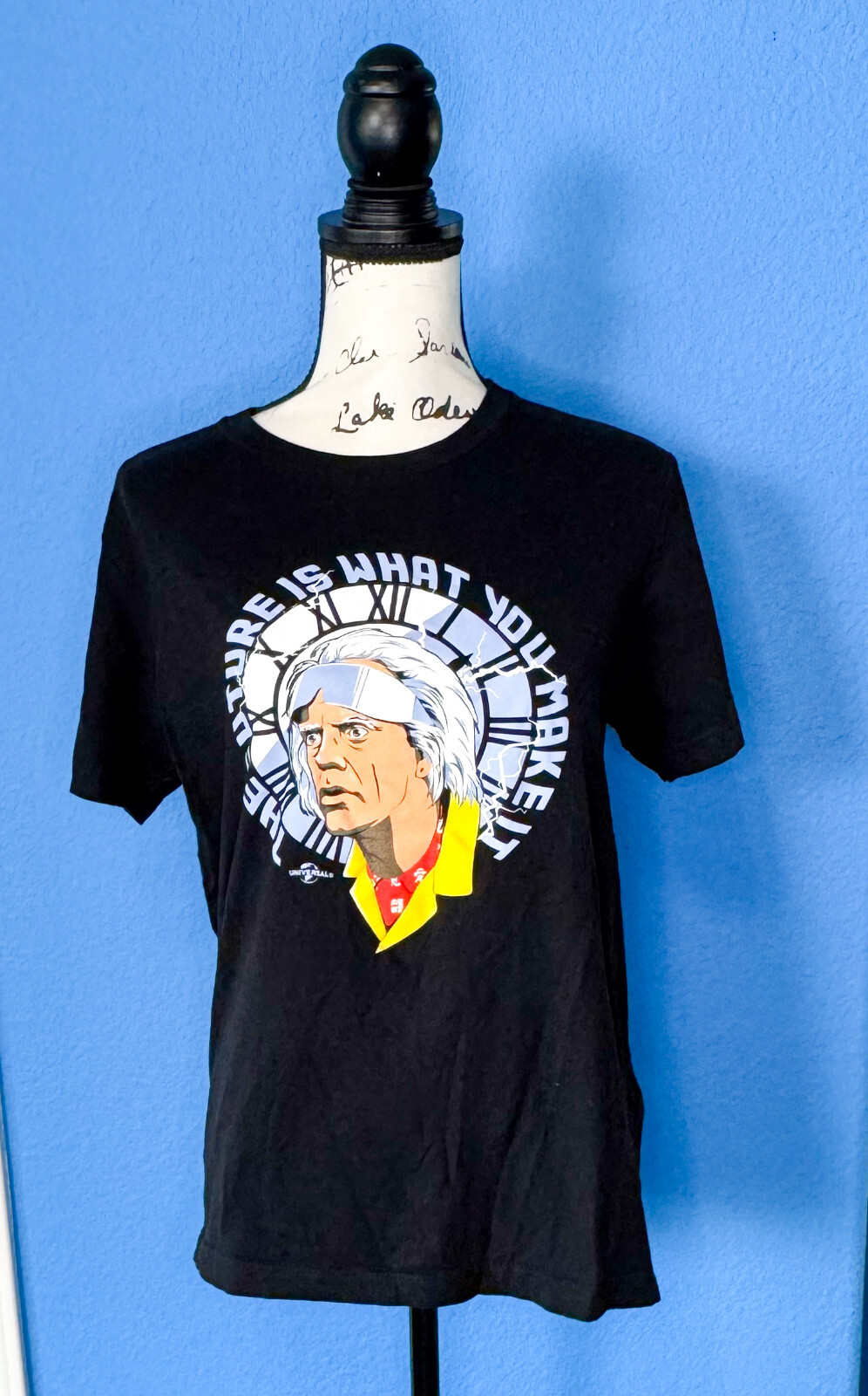 Back to the Future BTTF Black Medium Unisex T-Shirt Doc Brown