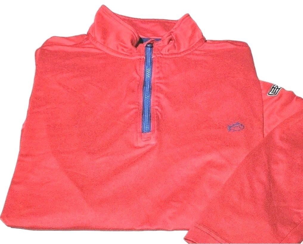 New! SOUTHERN TIDE T3-Red Poly/Spdx Cloth, Mens LS, 1/4.Zip, Pullover Shirt-(M)
