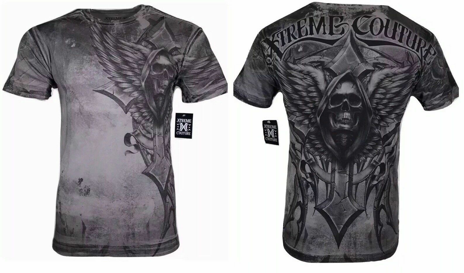 Xtreme Couture Affliction Men’s T-Shirt LAST SCREAM Gray Tattoo Biker S-5XL