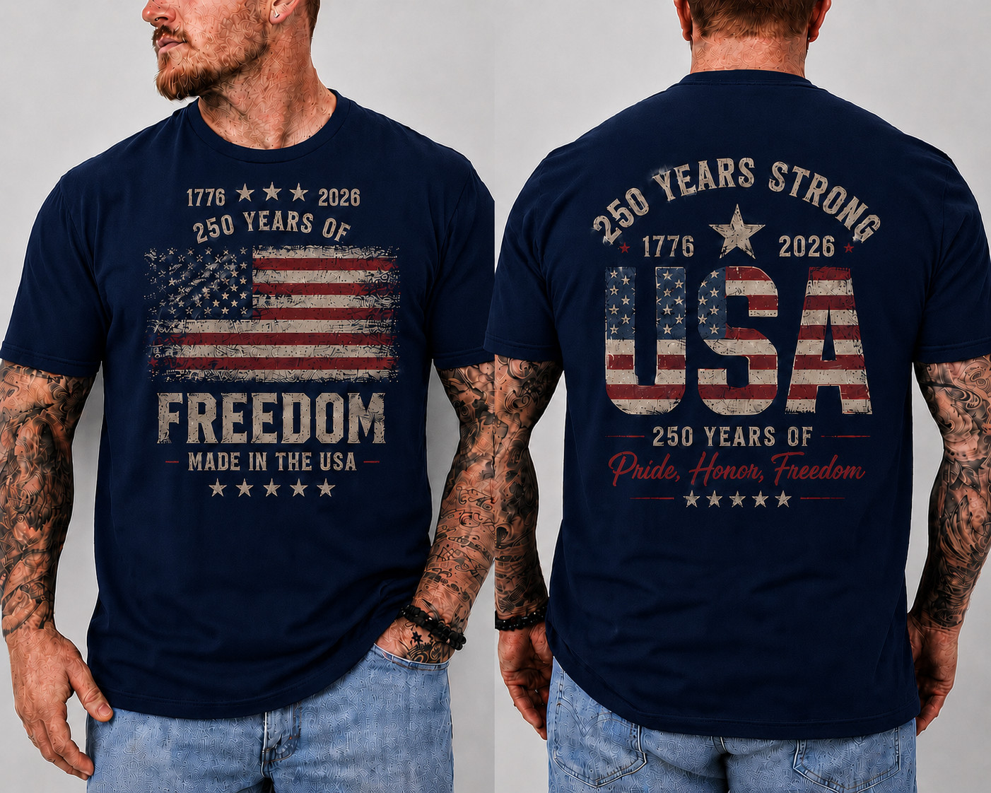 USA 250 Years Anniversary T-Shirt 1776-2026 Patriotic American Flag Tee Gift