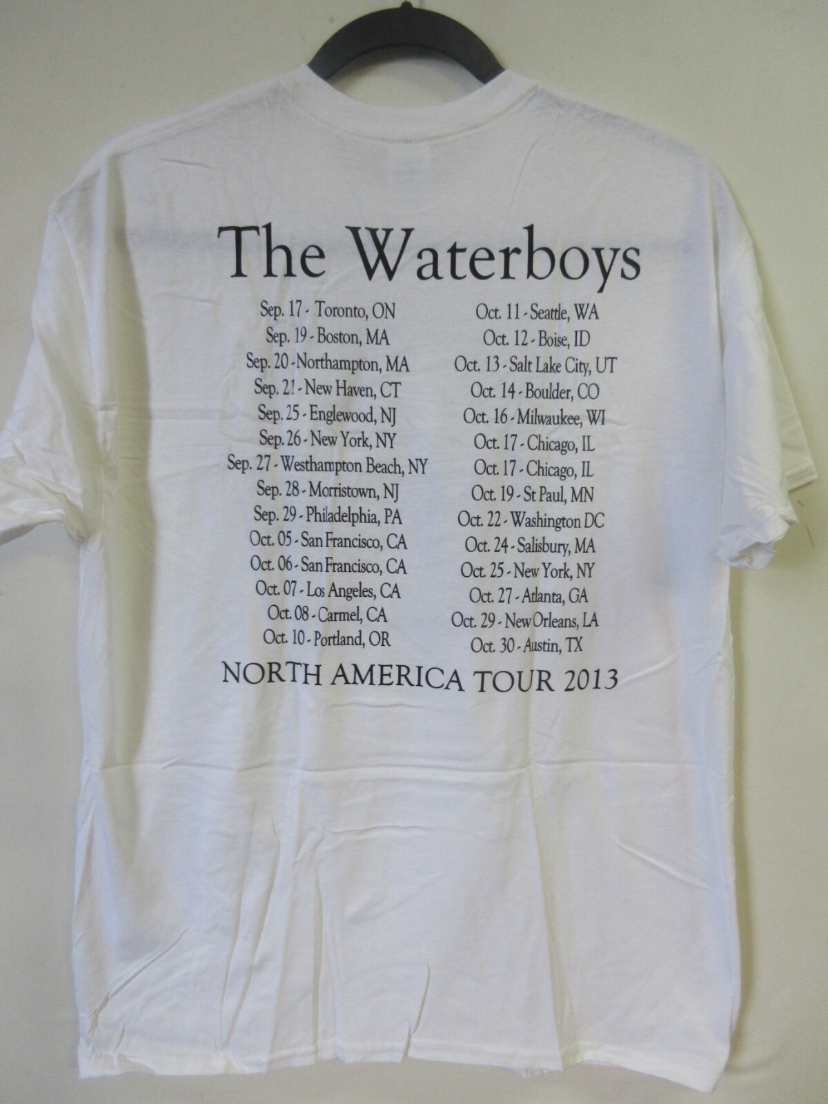 THE WATERBOYS OFFICIAL N.A. 2013 TOUR BAND CONCERT MUSIC T-SHIRT EXTRA LARGE