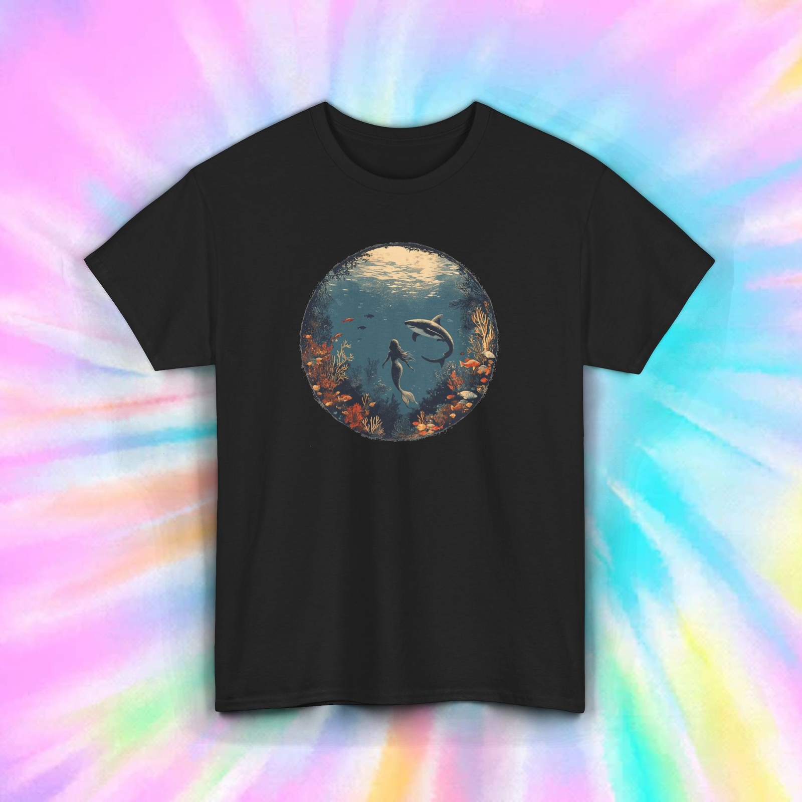 Mermaid Ocean T-Shirt Beautiful Fantasy Underwater Sea Creature Art S-5XL