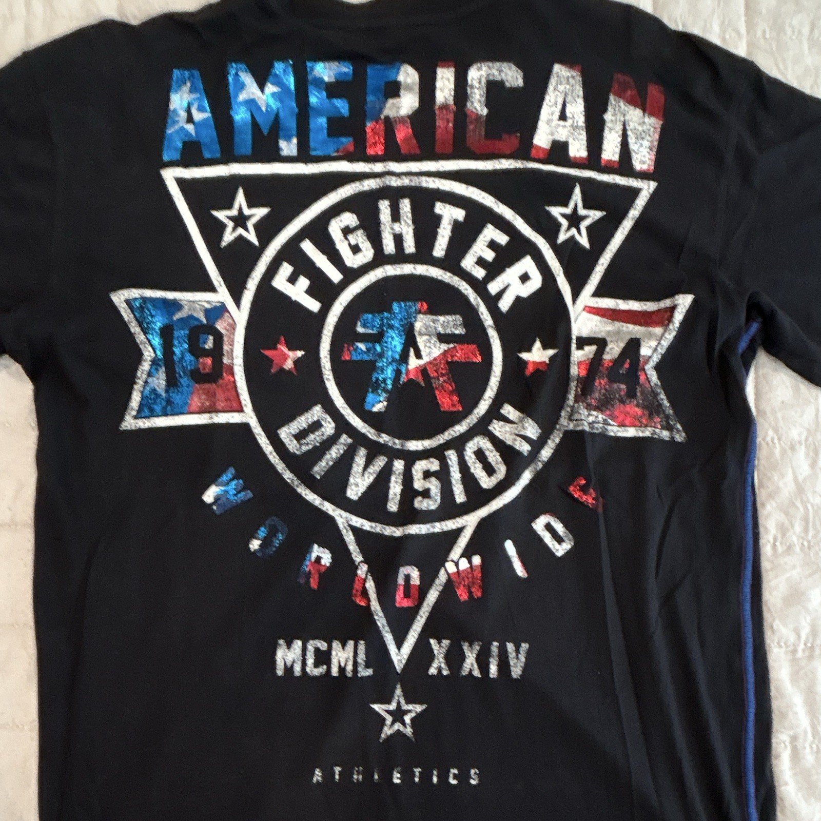 American Fighter Men’s Black T-Shirt, Red White, And Blue Size Large Nwt