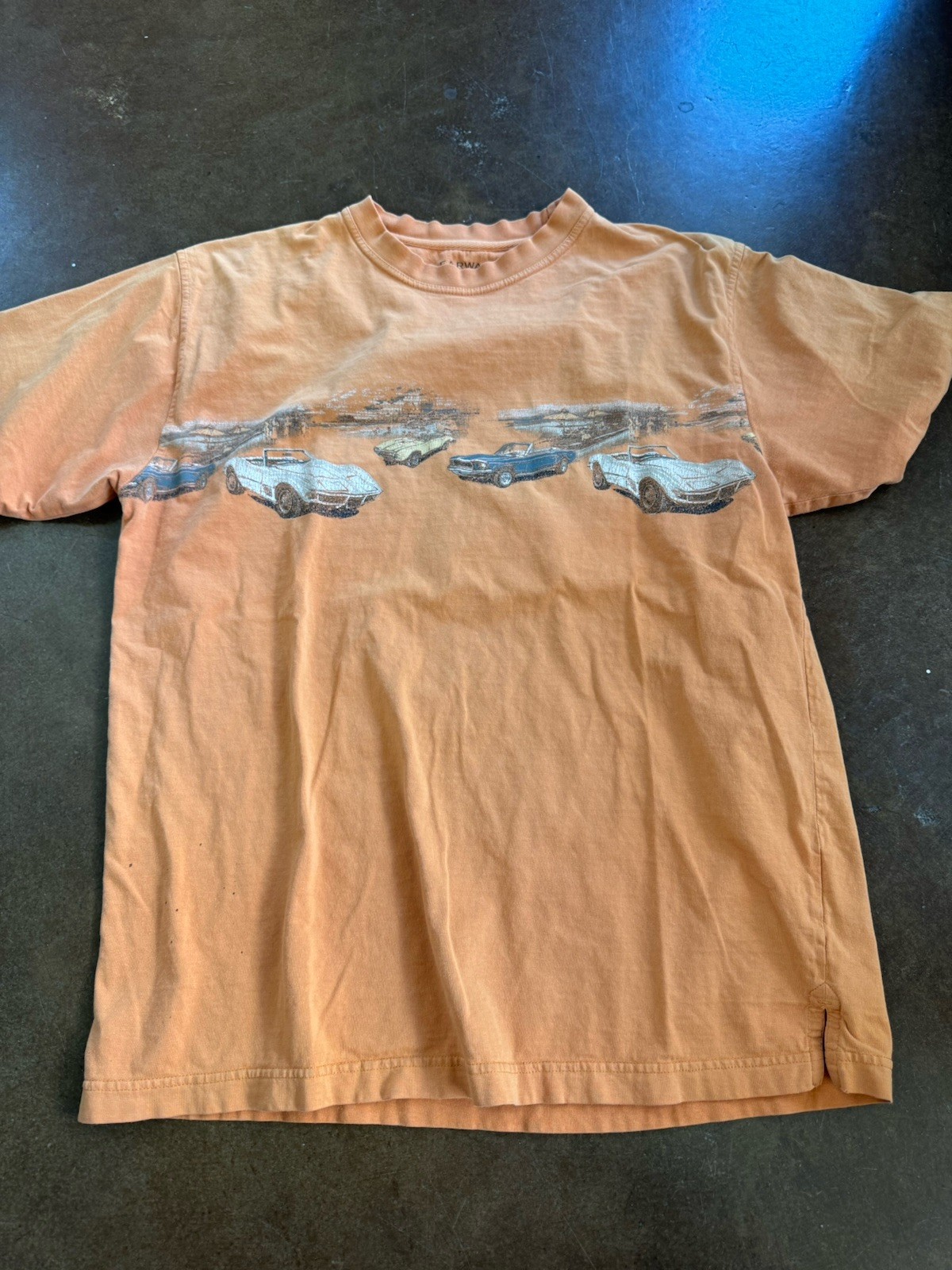 Classic Car Graphic T Shirt Reverse Print Size Large Short Sleeve 100 Cotton USA