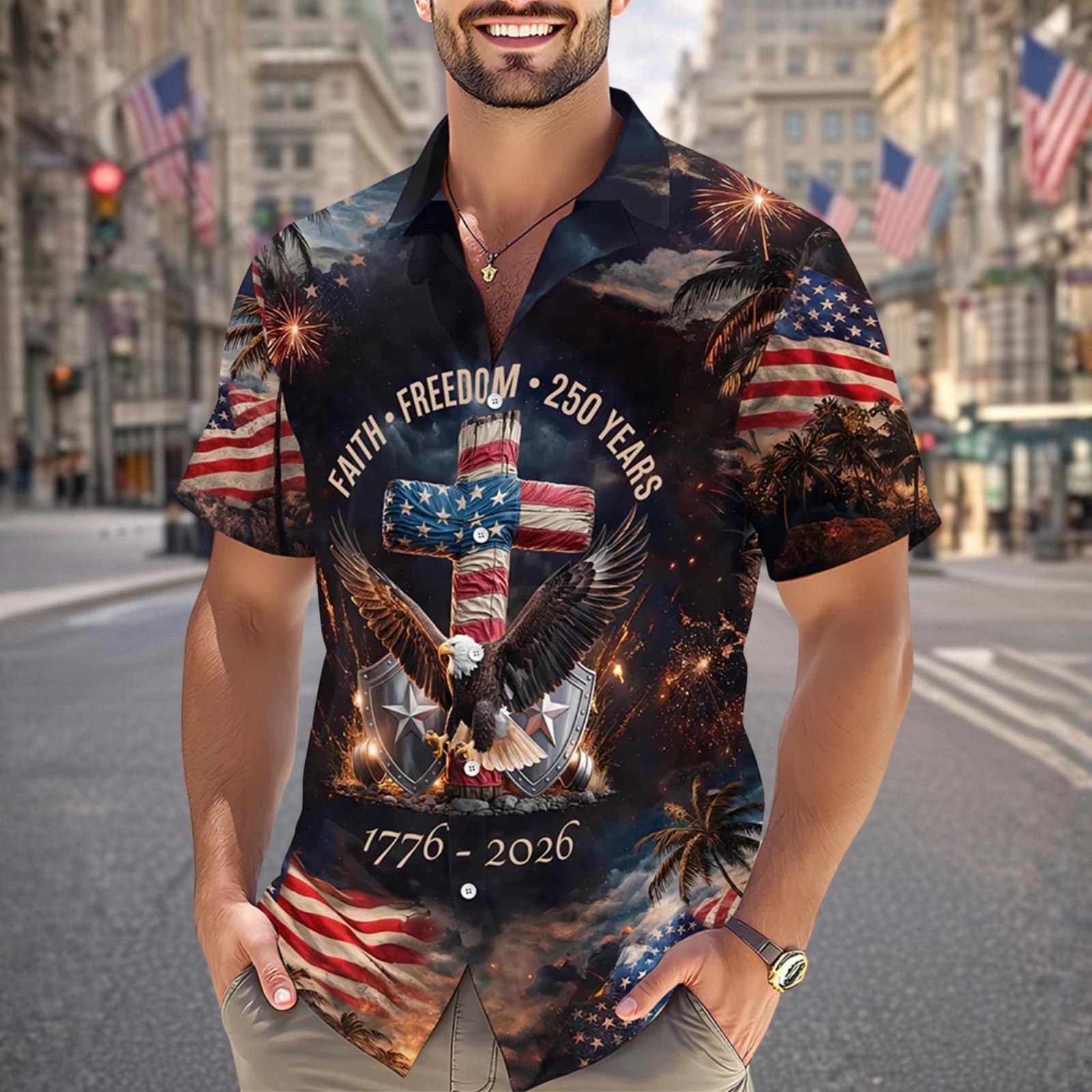 America 250th Anniversary Hawaiian Shirt, 250 Years Of Freedom Button Shirt