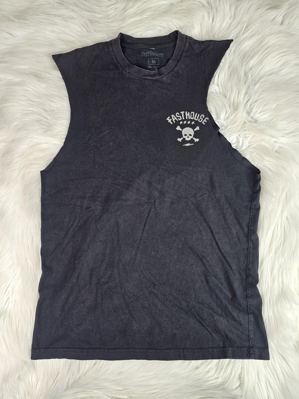 Fasthouse Shirt Mens (M) Cut Sleeves Graphic Print Crew Neck Victory Or Death
