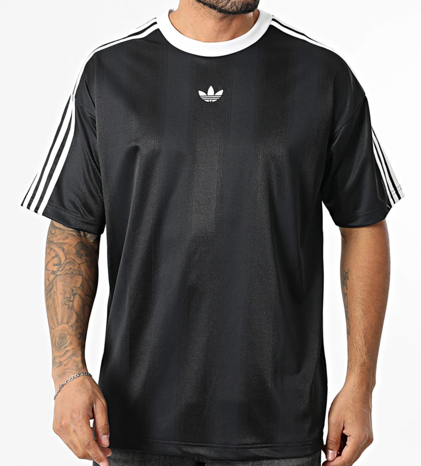 RARE! NEW MEN’S ADIDAS ORIGINALS TREFOIL JACQUARD SHIRT ~SIZE LARGE #JW587 BLACK