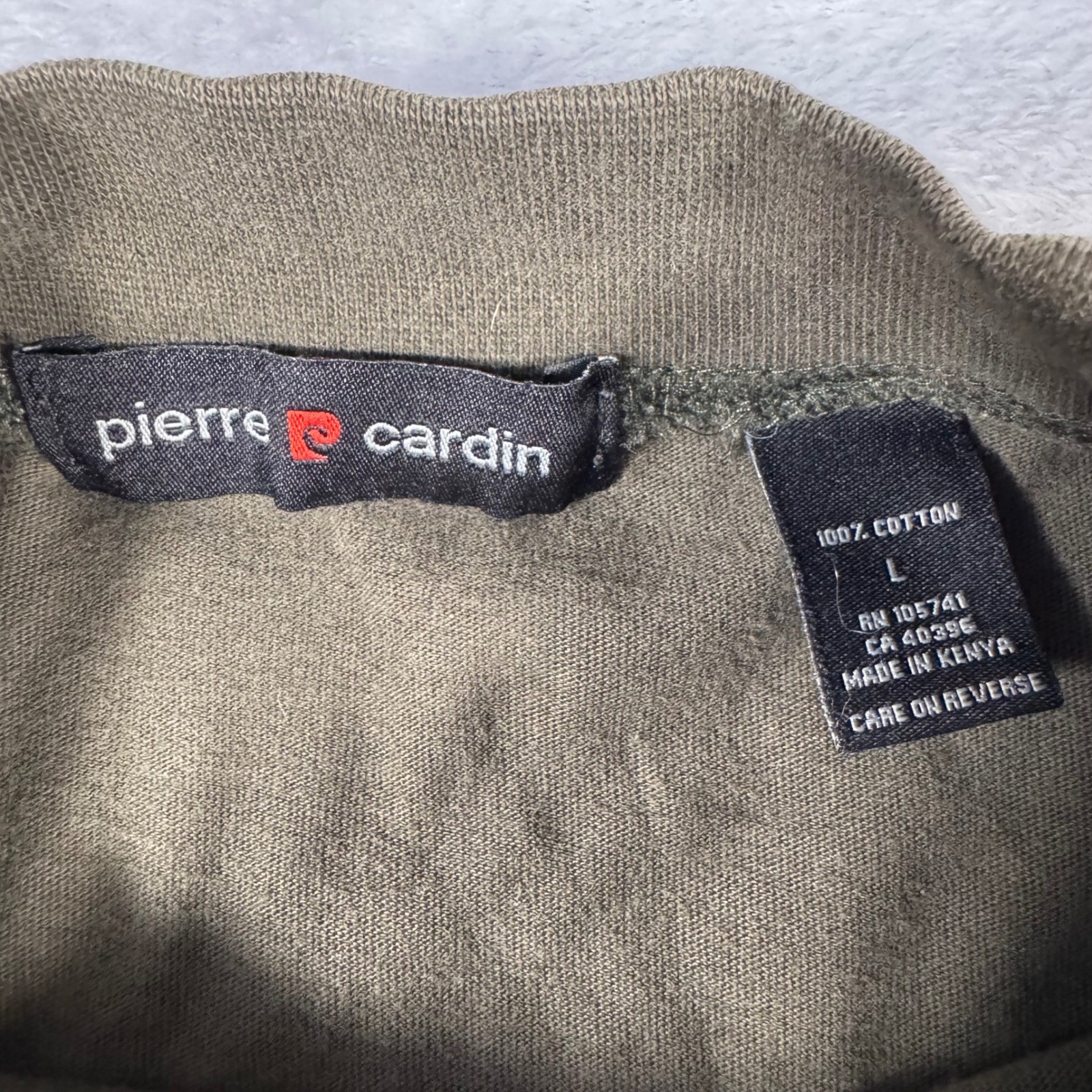 Pierre Cardin Mock Neck Shirt Mens L Olive Green Long Sleeve Sustainable Cotton
