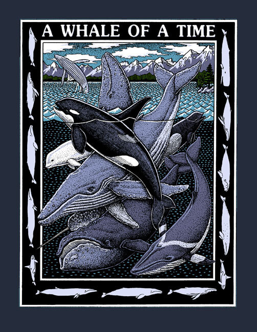 Ray Troll Whale of a Time Marine Mammals NEW adult t-shirt 3X,2X, XL, L, M,S tee