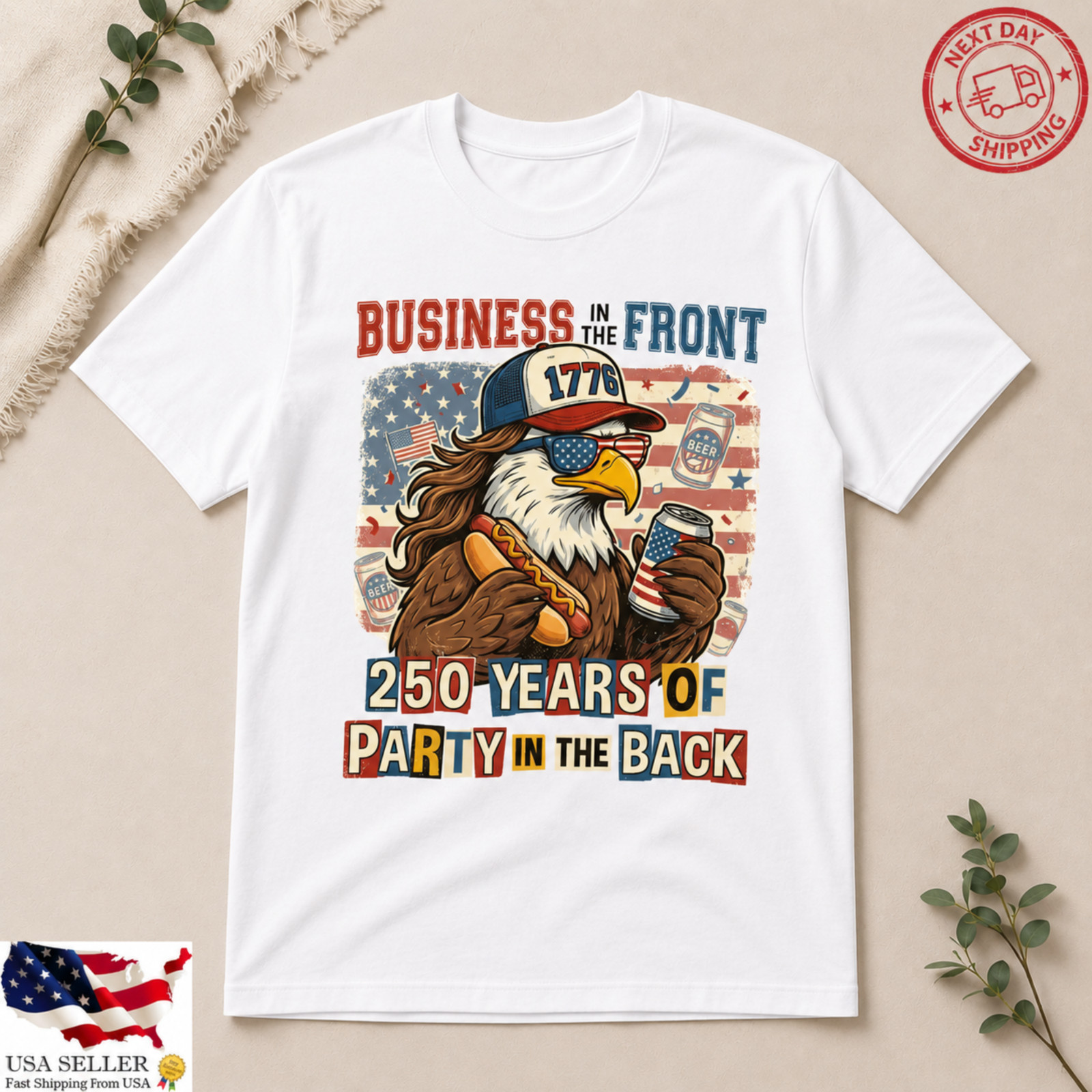 Business In Front Party In Back Shirt Funny America 250 Patriot Tee