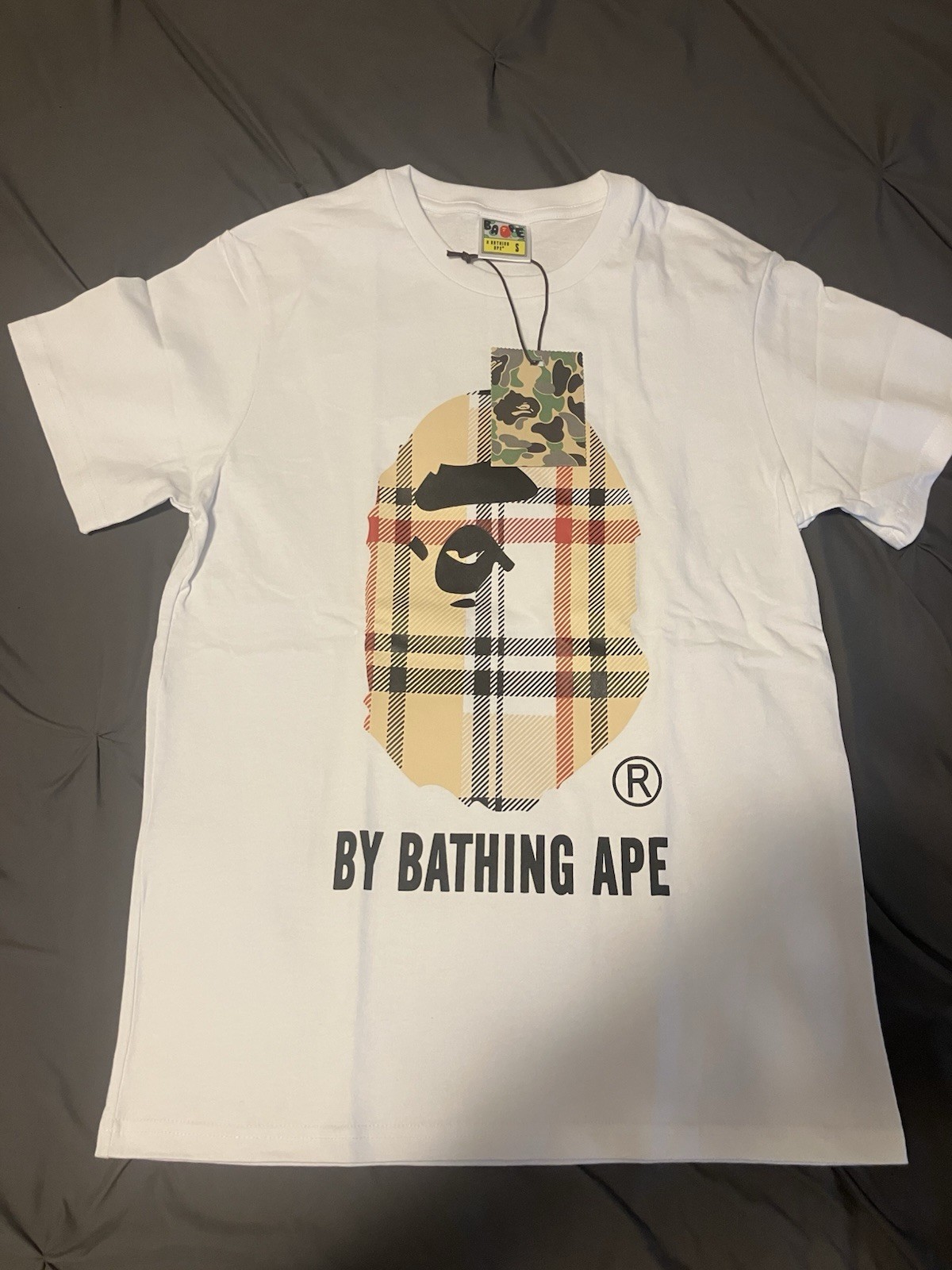 A Bathing Ape BAPE White Ape Head Graphic Logo Cotton Crew Neck Tee Men’s S
