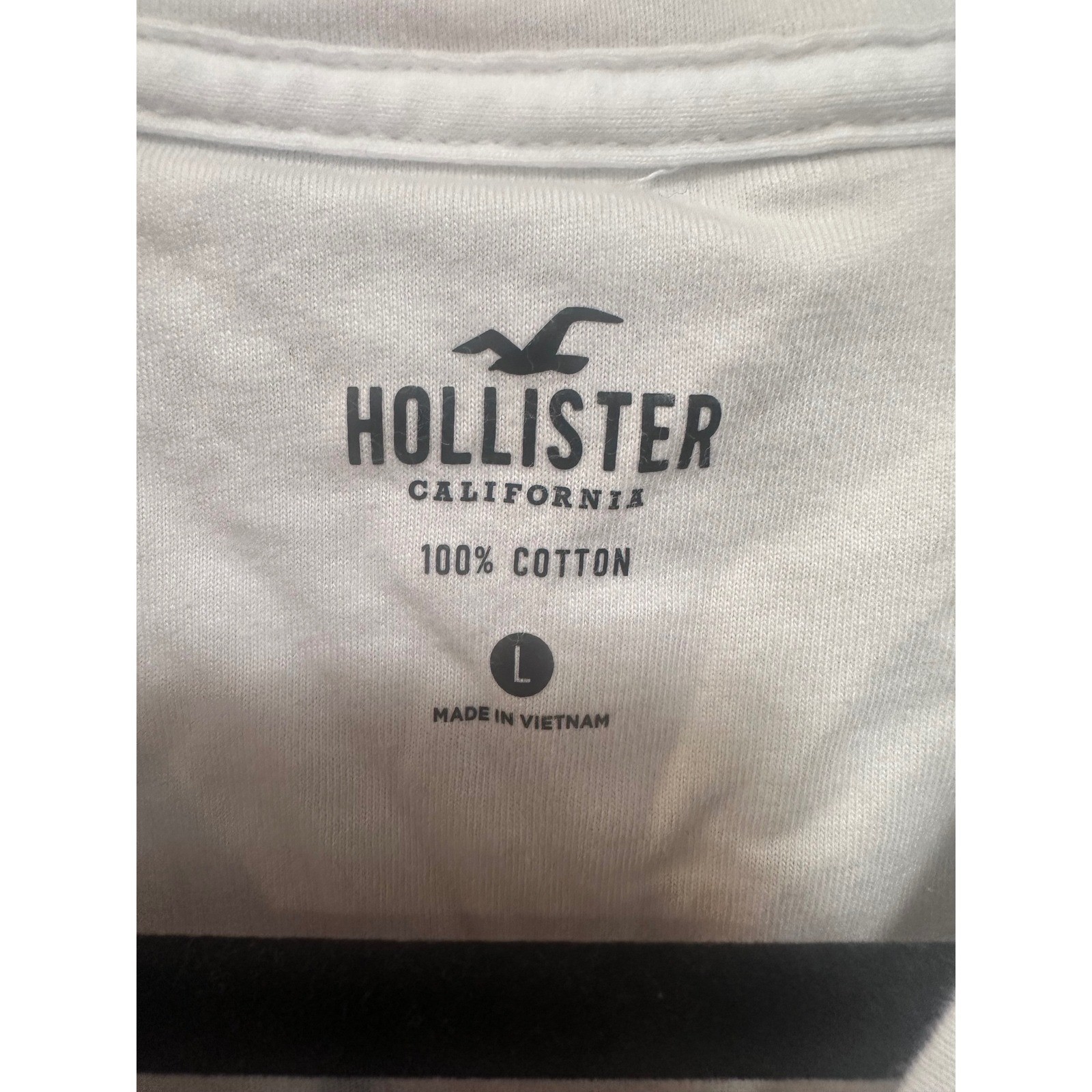 Hollister Mens Blue White Vertical Stripe Embroidered Logo Cotton T-Shirt L
