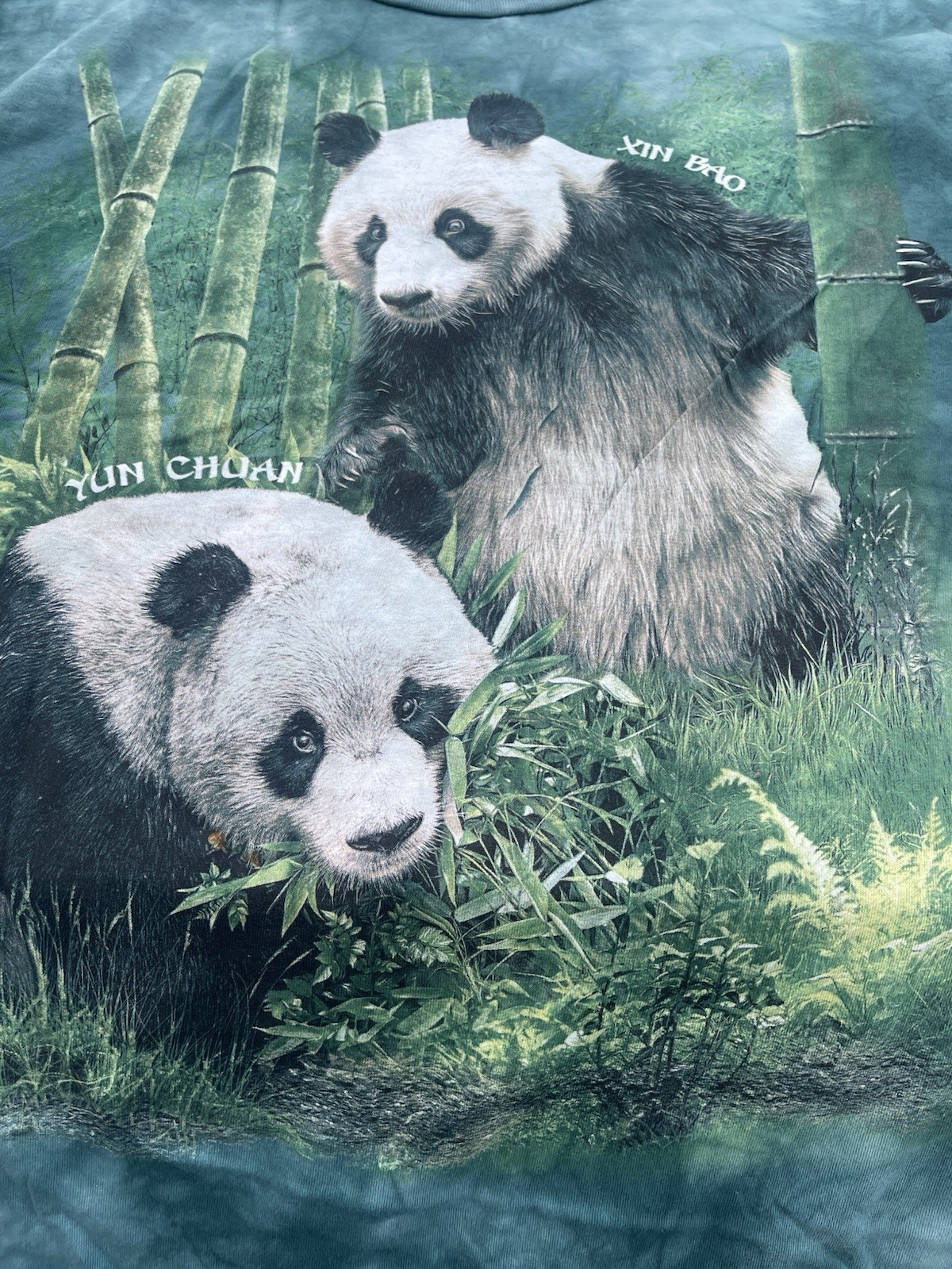 The mountain T-shirt panda bears XIN BAO ,YUN CHUAN, New Size Large