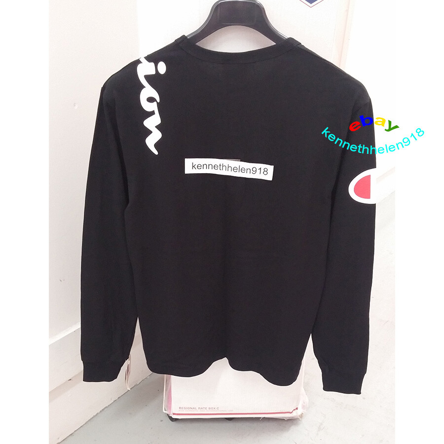CHAMPION HERITAGE OVER SHOULDER SCRIPT LONG SLEEVE TEE SHIRT BLACK MENS SIZE M